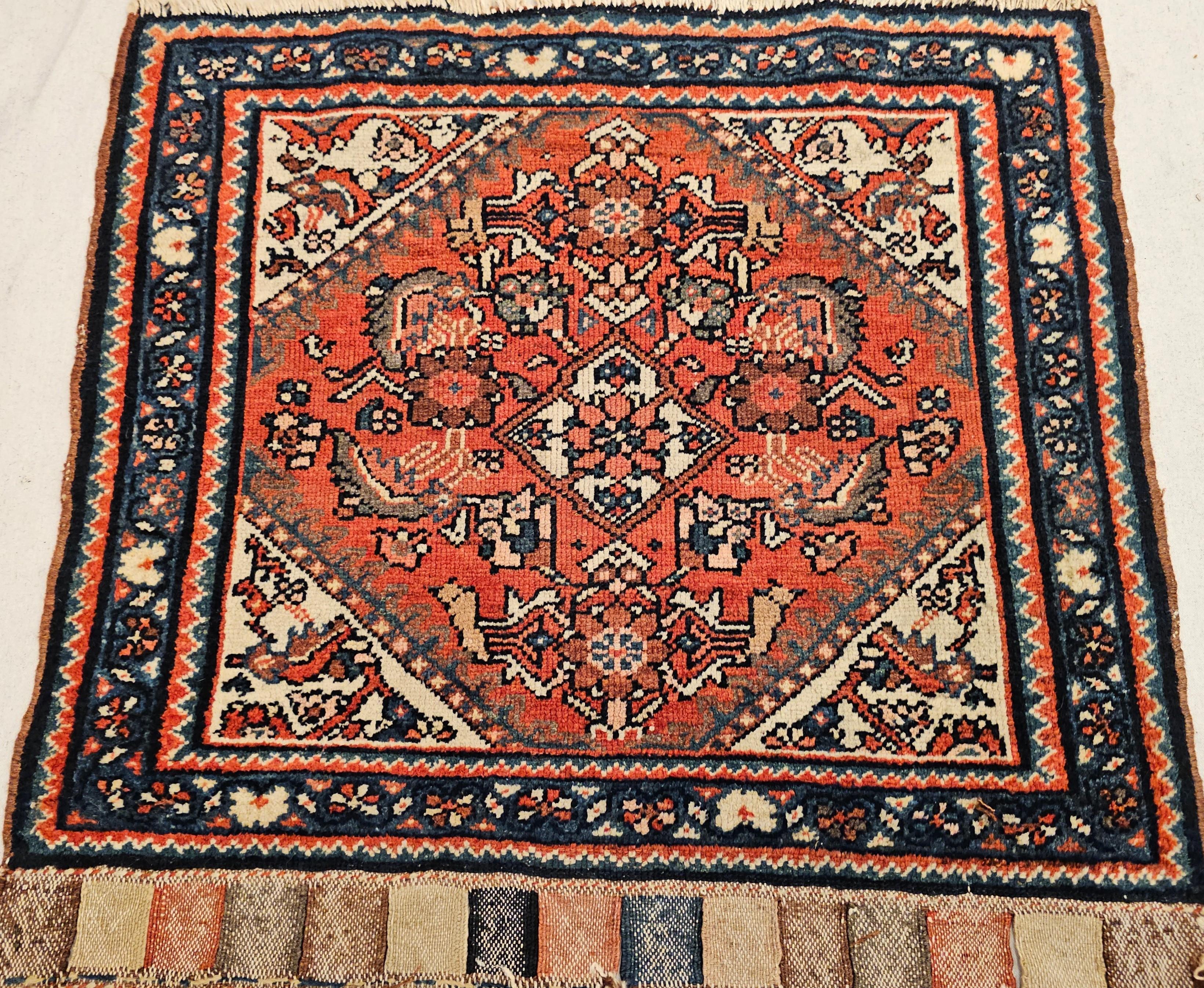Wool Early 20th Century Persian Tribal Malayer Bagface Used as Nomadic Wall Art For Sale