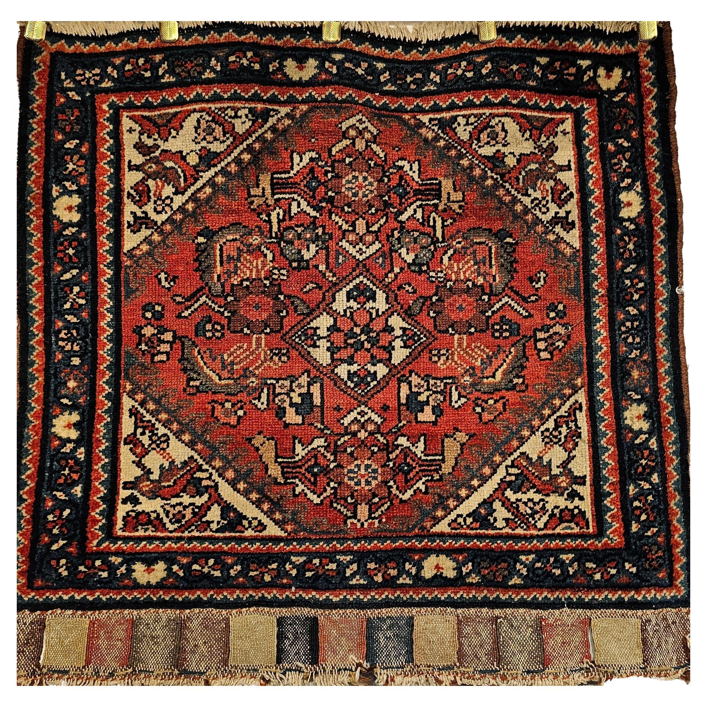 Early 20th Century Persian Tribal Malayer Bagface Used as Nomadic Wall Art For Sale
