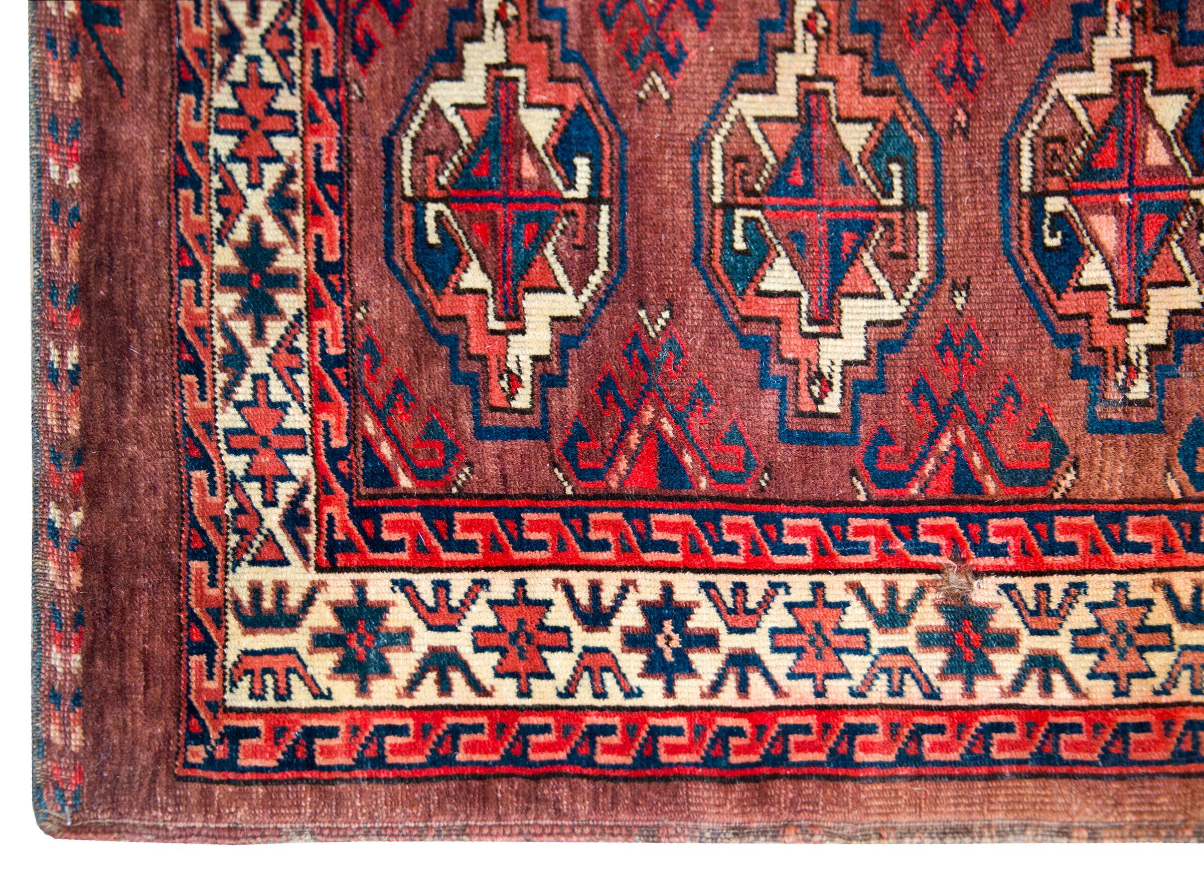 Early 20th Century Persian Turkman Rug For Sale 6