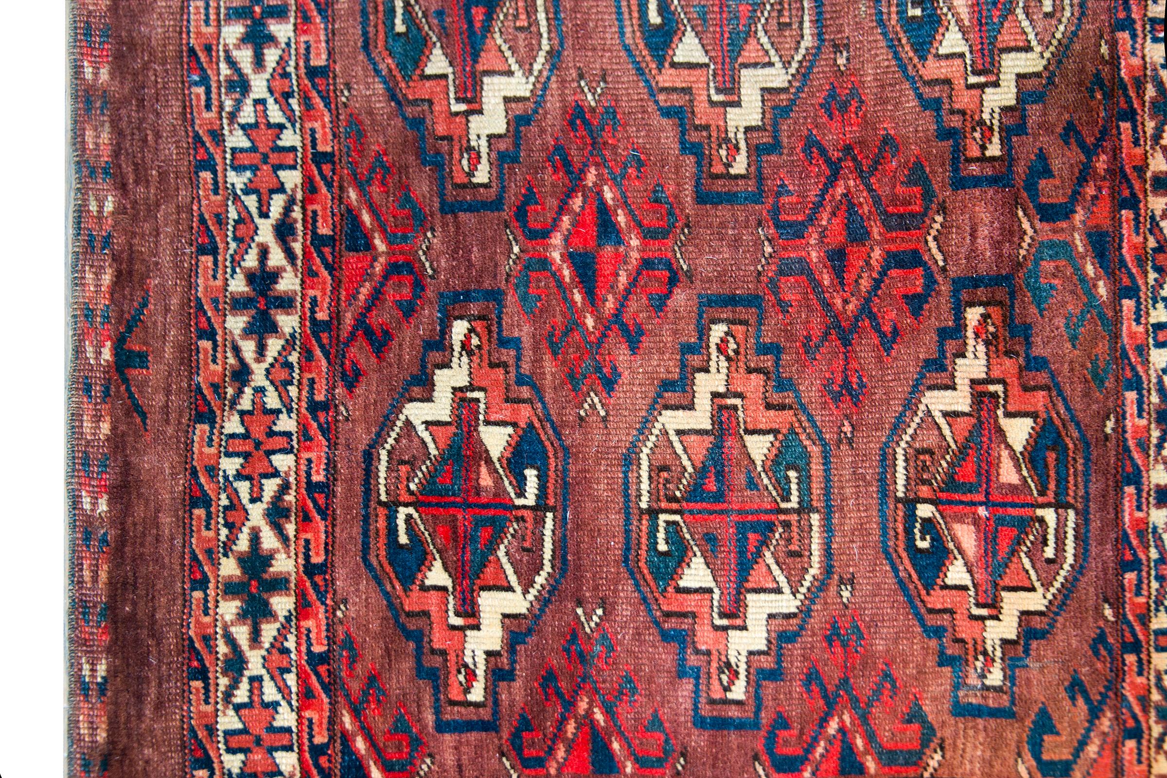 Wool Early 20th Century Persian Turkman Rug For Sale
