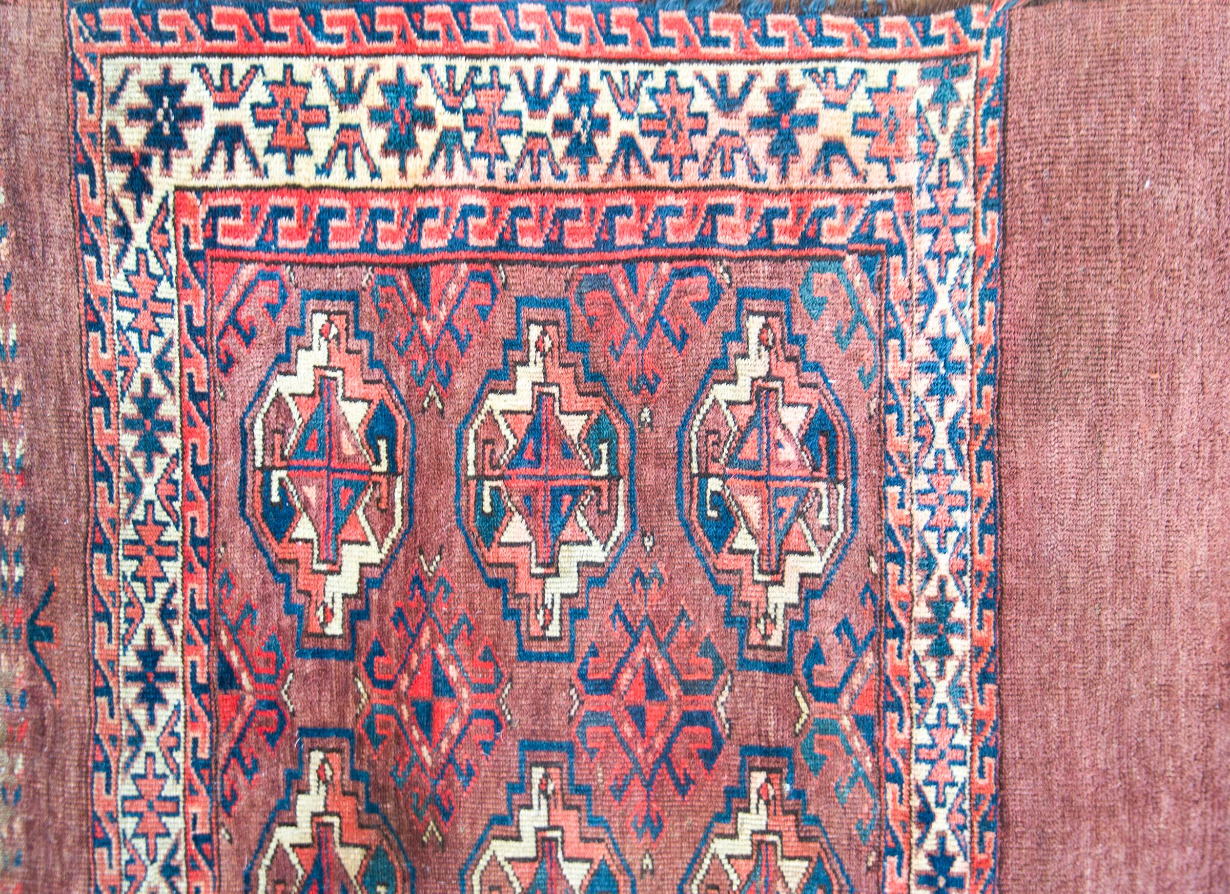 Early 20th Century Persian Turkman Rug For Sale 3
