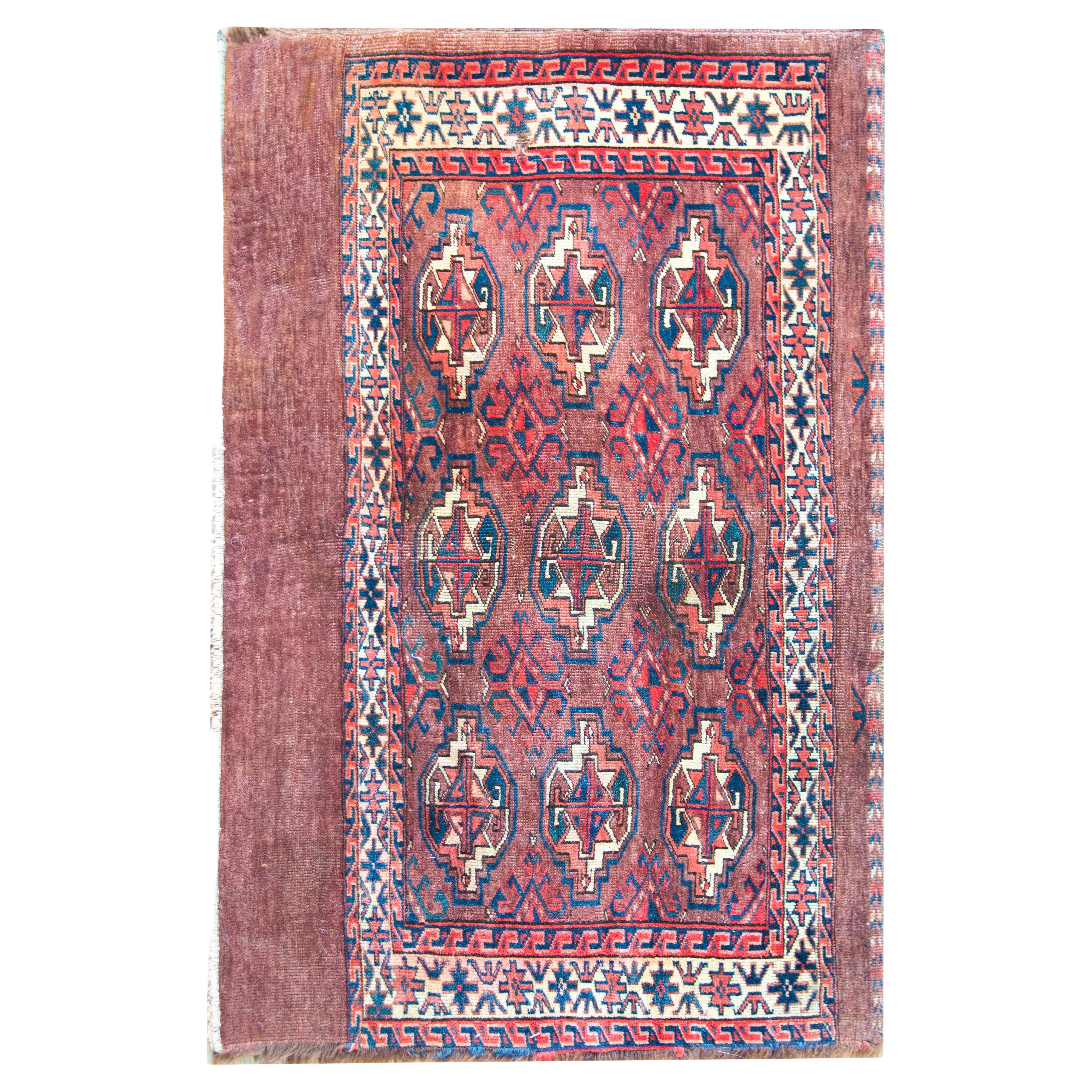 Early 20th Century Persian Turkman Rug For Sale