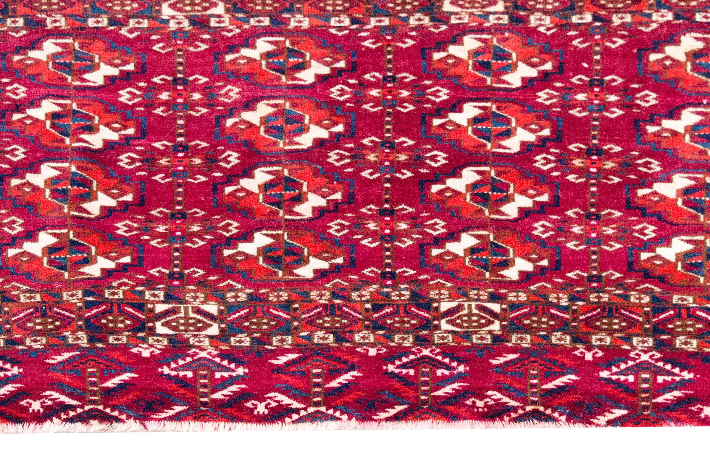 Hand-Knotted Early 20th Century Persian Turkmen Teke Rug For Sale