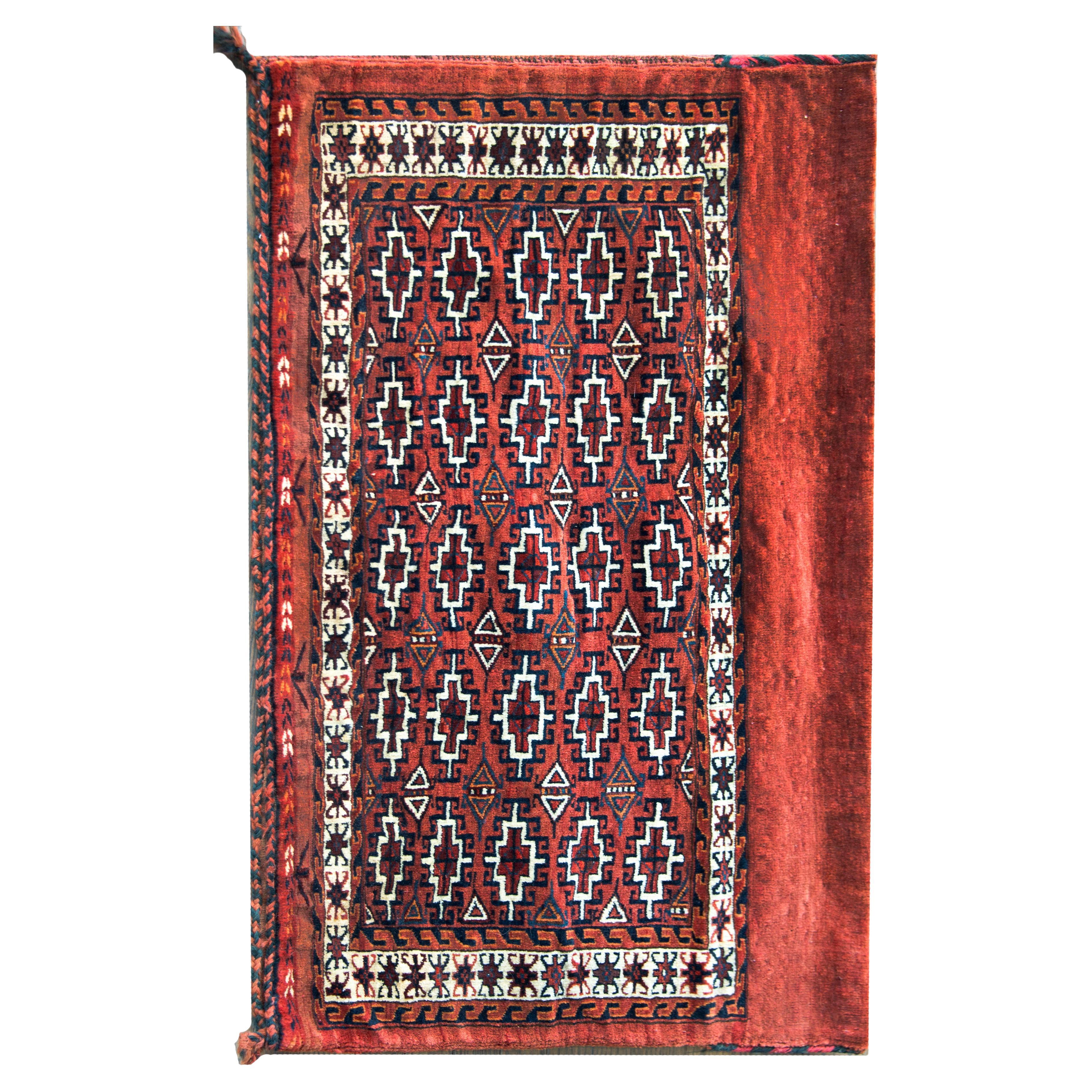 Early 20th Century Persian Yamut Bag Face Rug For Sale