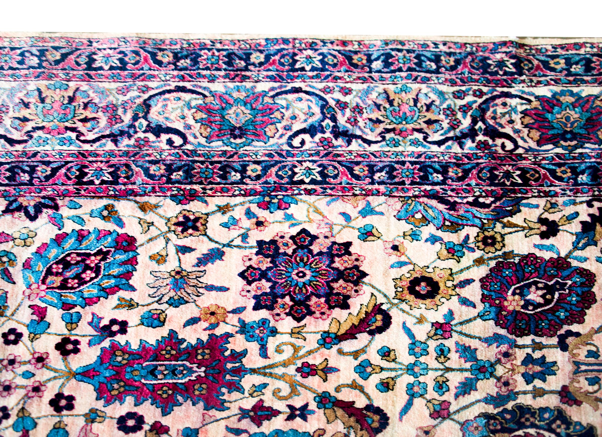 Wool Early 20th Century Persian Yazd Rug For Sale