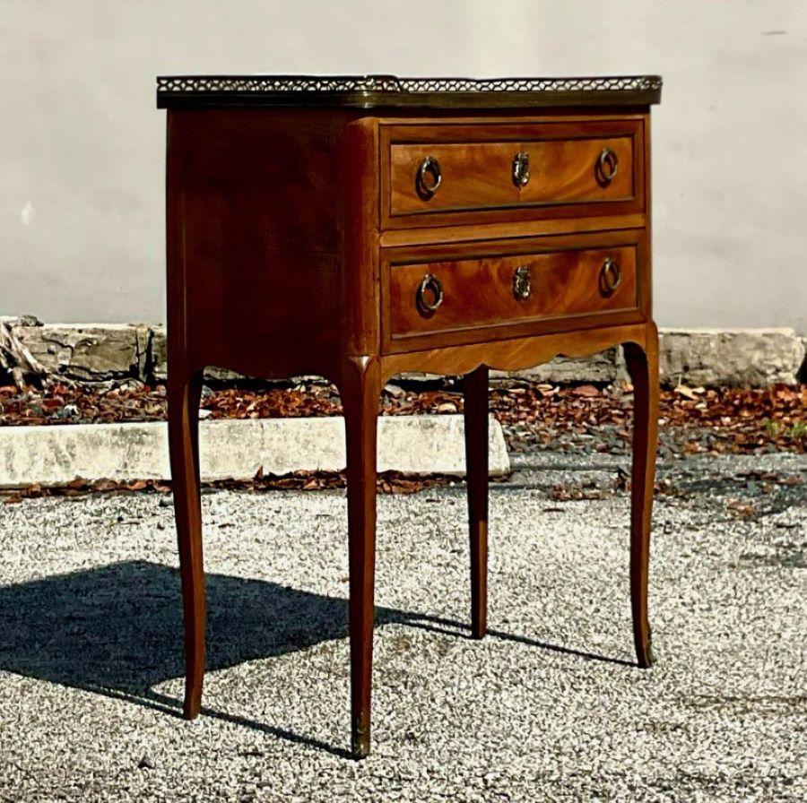 Early 20th Century Petite Marble Top Commode In Good Condition For Sale In west palm beach, FL