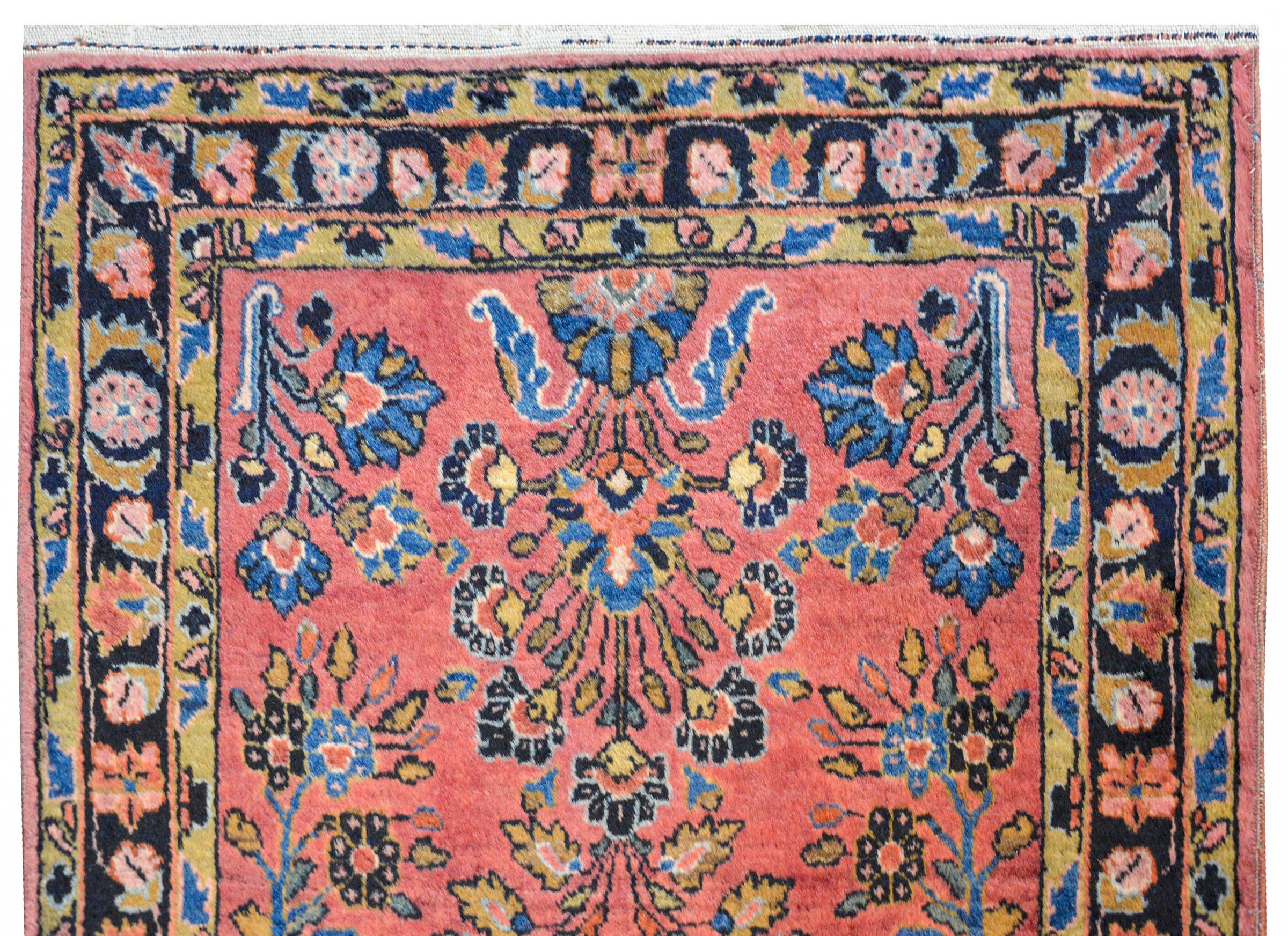 Wool Early 20th Century Petite Sarouk Rug For Sale