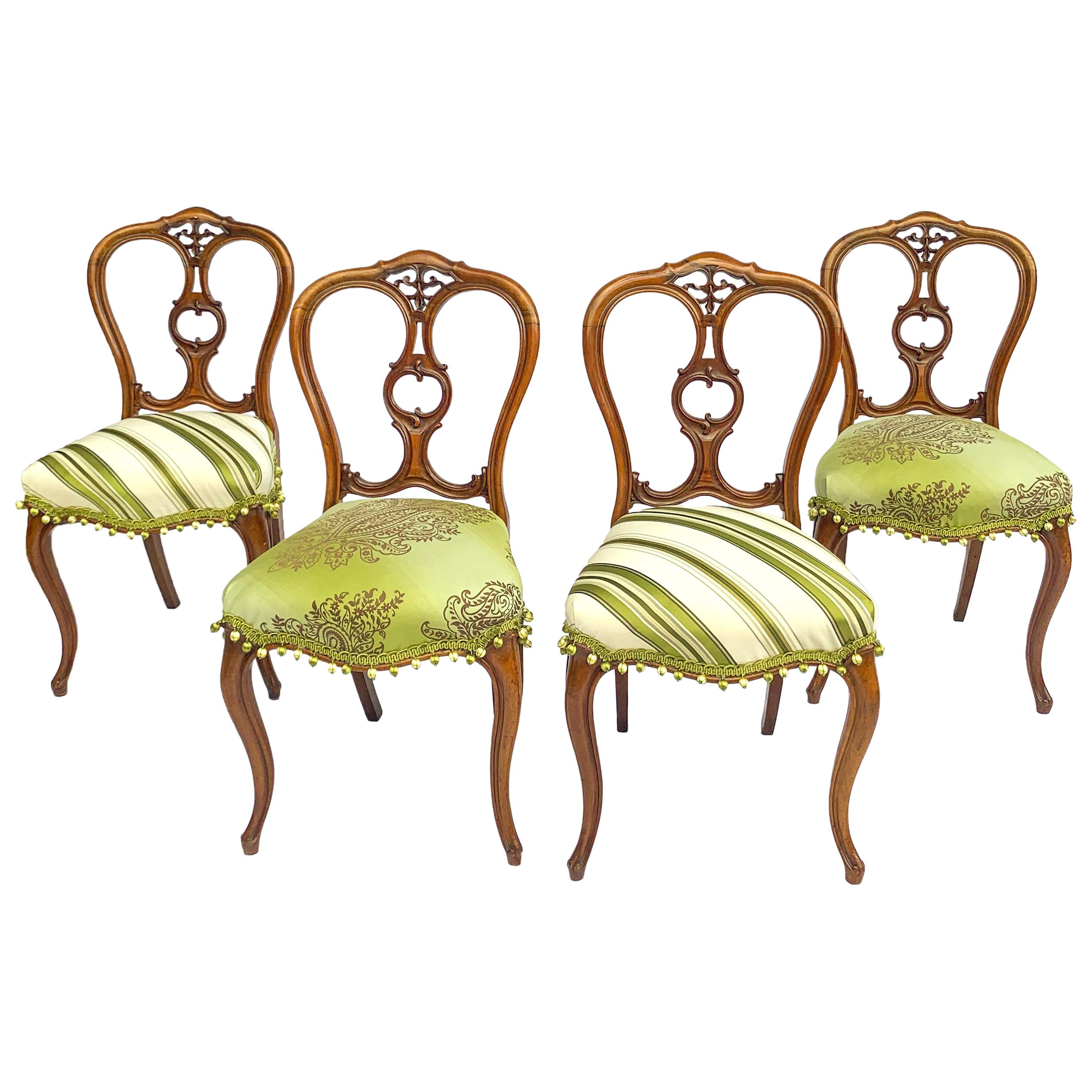 Early 20th Century Petite Victorian Style Elegantly Sculpted Balloon Back Chairs For Sale