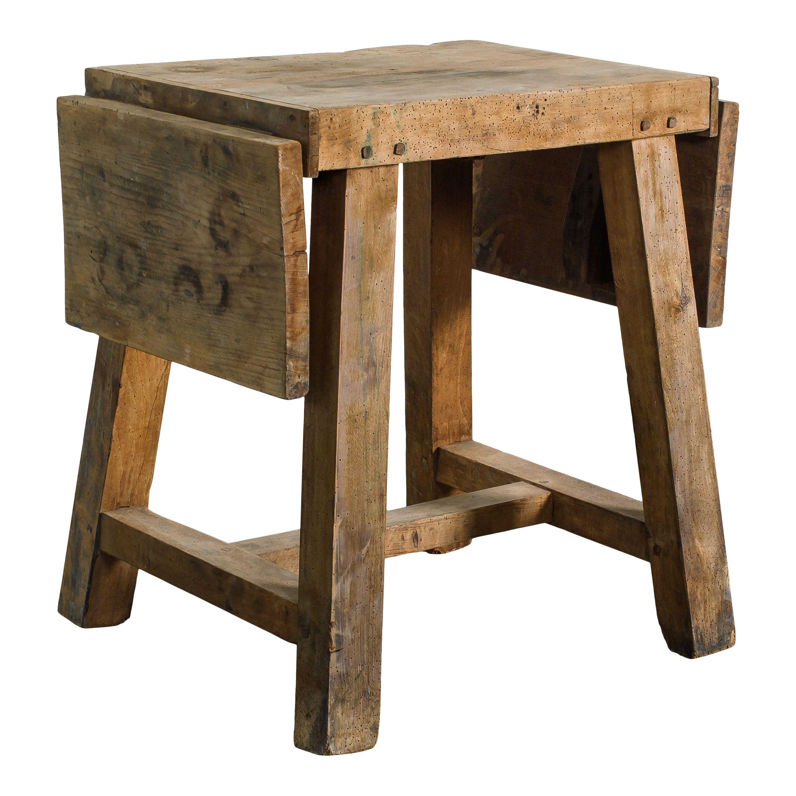 French Early 20th Century Petite Vintage Wood Drop Leaf Table