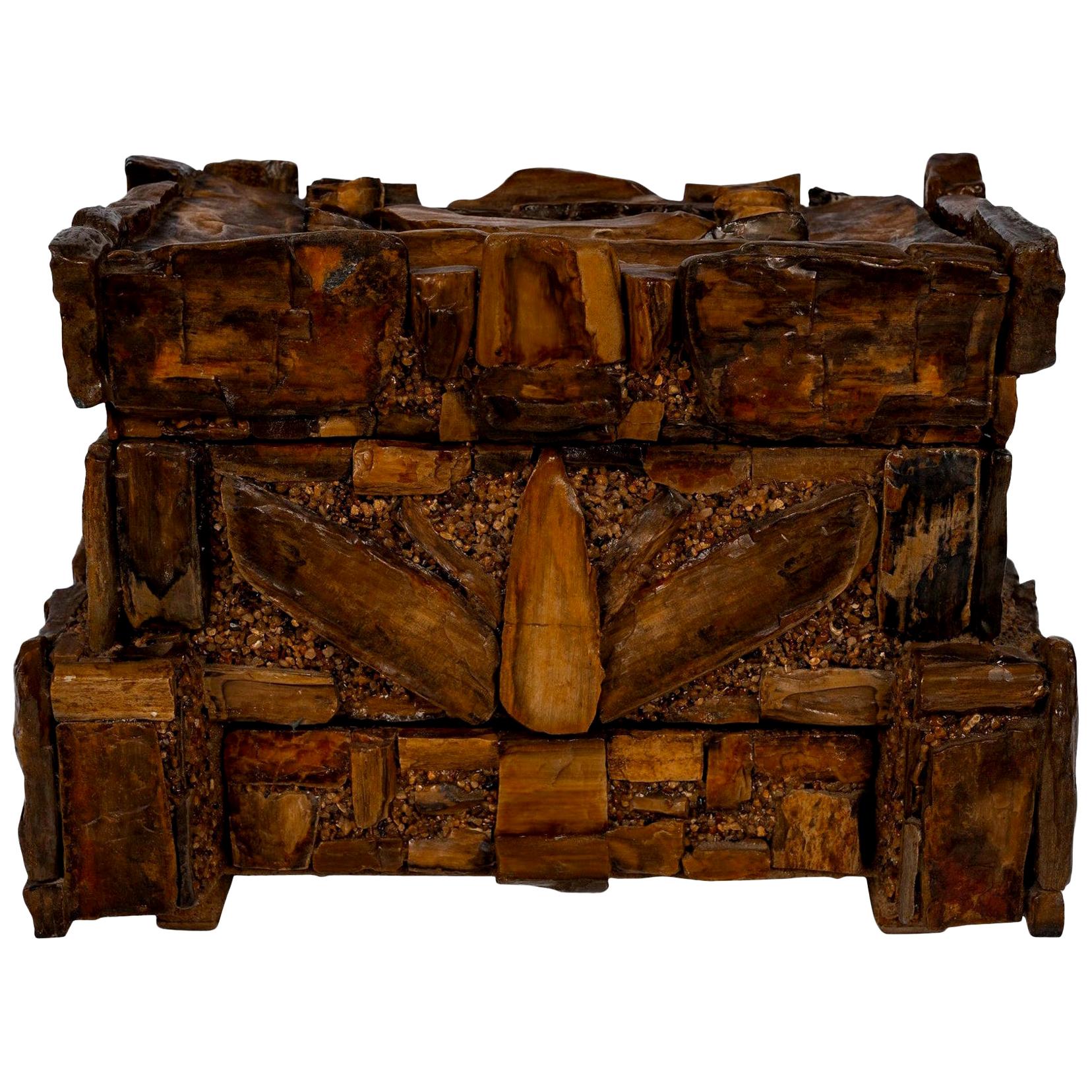 Early 20th Century Petrified Wood Folk Art Box