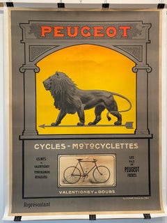 Early 20th Century 'Peugeot Cycles- Motocyclettes' Original Vintage Poster