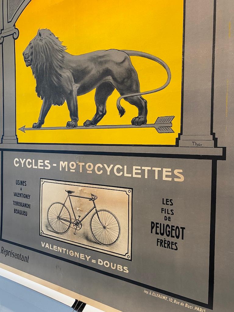 Affiche originale du début du 20ème siècle 'Peugeot Cycles- Motocyclettes'. Bon état - En vente à Melbourne, Victoria