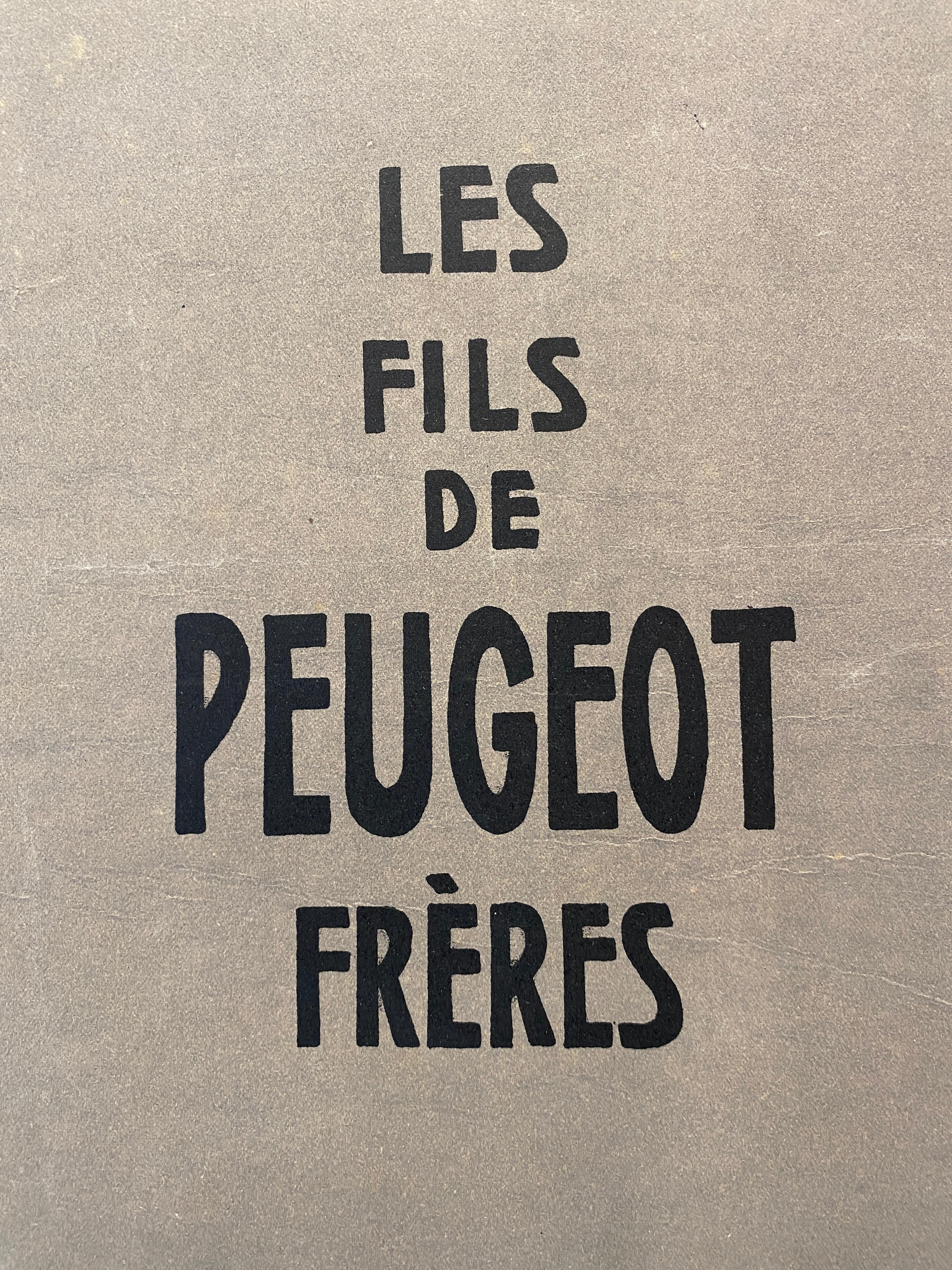 20ième siècle Affiche originale du début du 20ème siècle 'Peugeot Cycles- Motocyclettes'. en vente