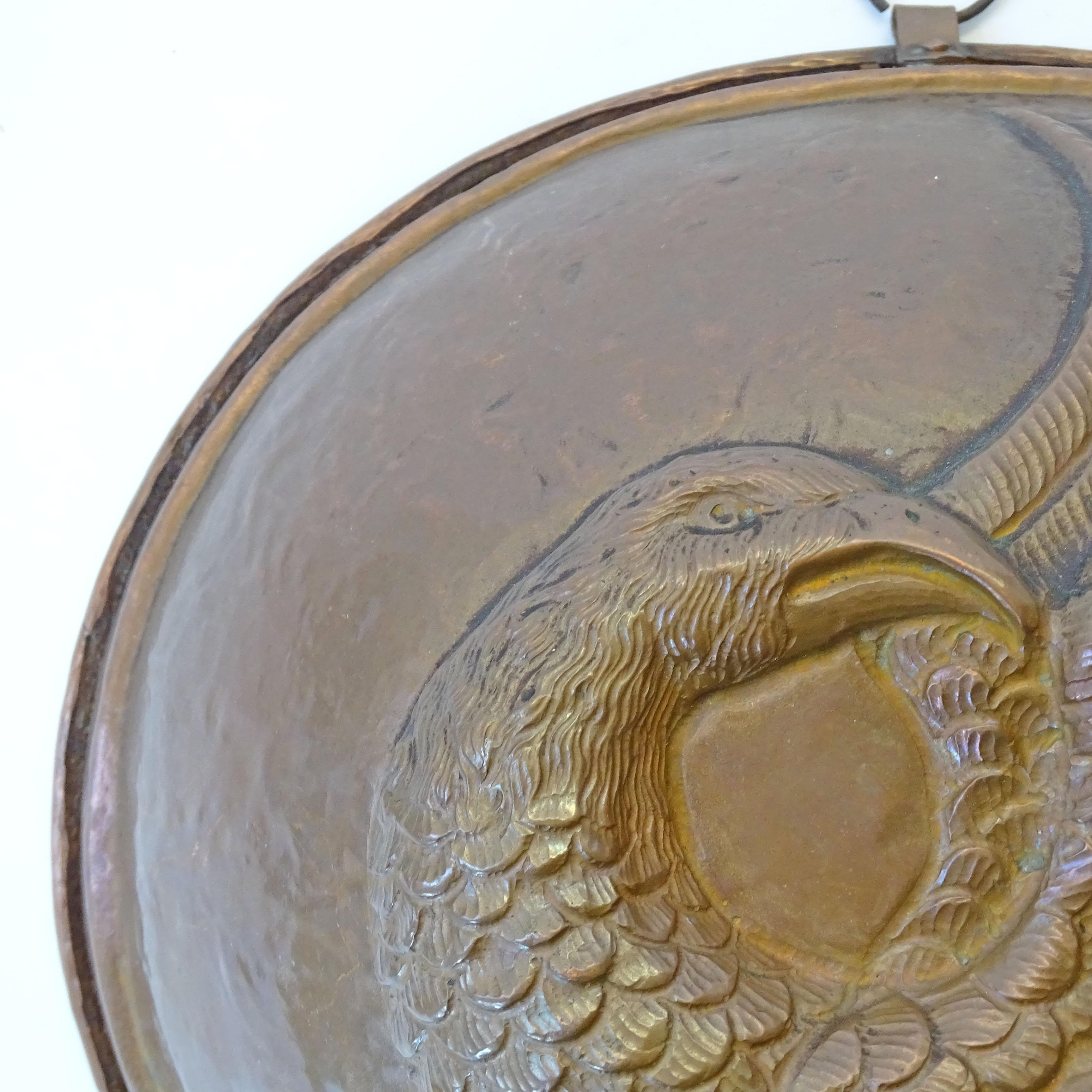 Folk Art Early 20th Century Pheasants Oval Copper Mold Form For Sale