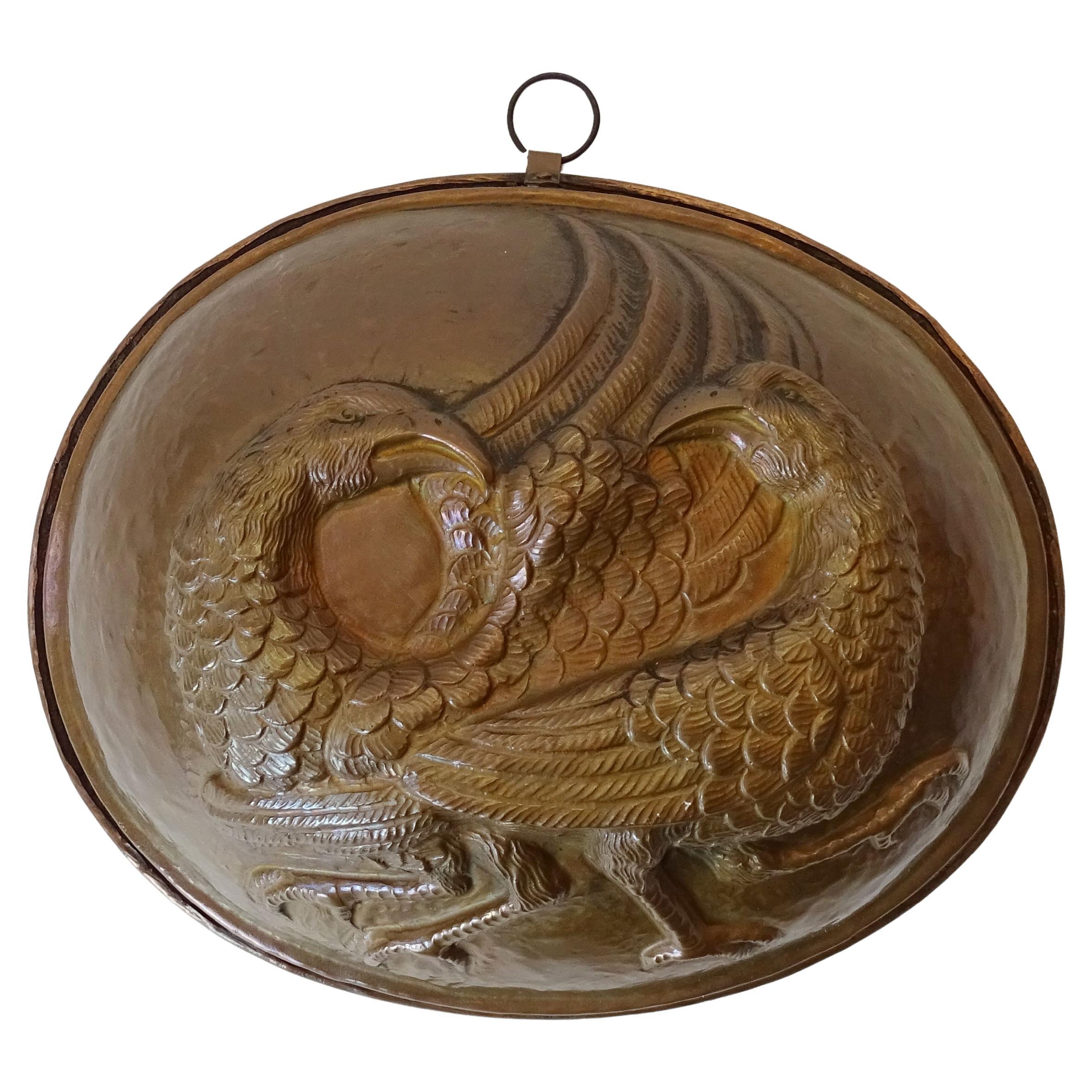 Molde ovalado de cobre para faisanes de principios del siglo XX