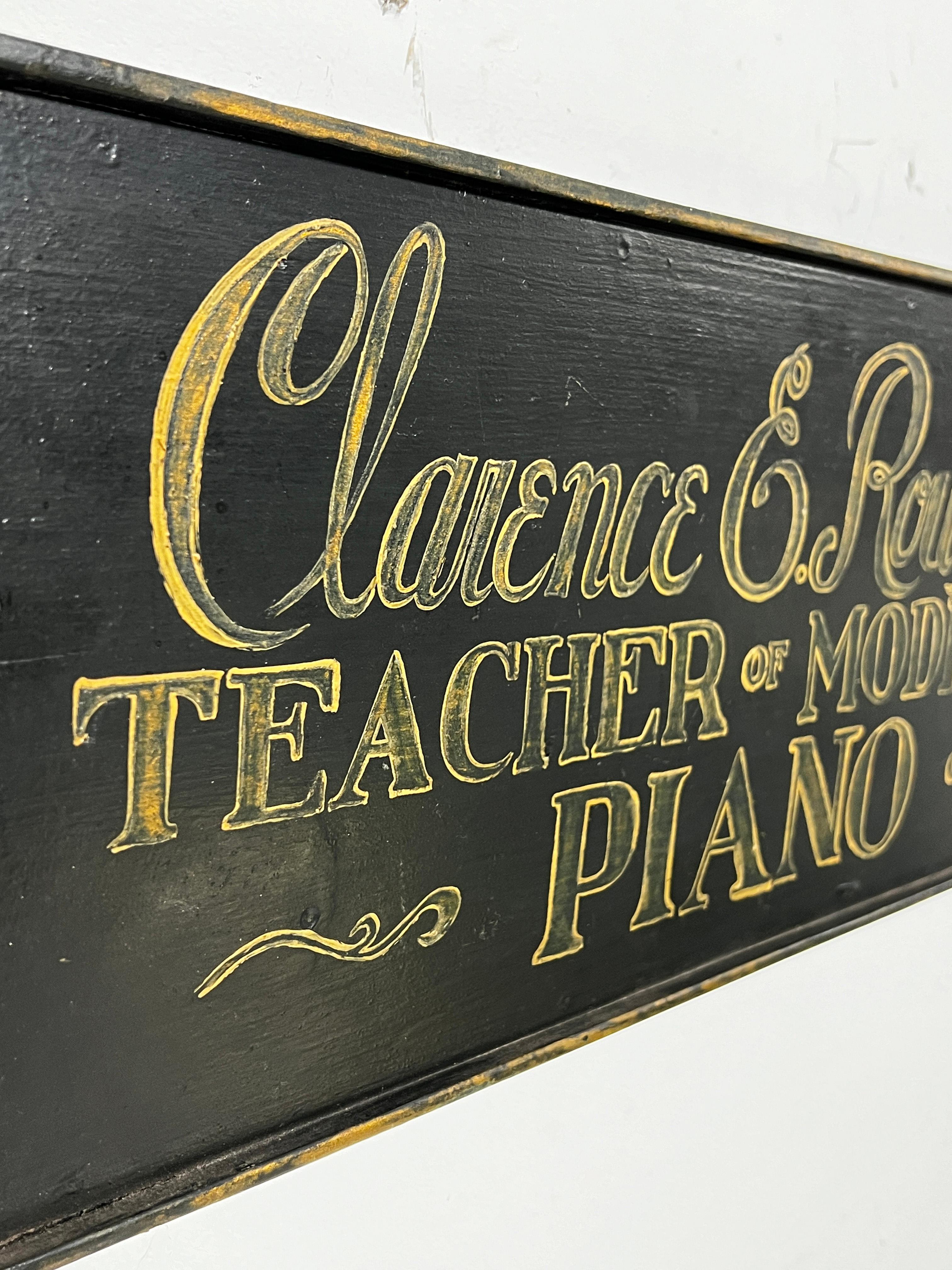 Early 20th Century Piano Teacher Sign Board In Good Condition For Sale In Peabody, MA