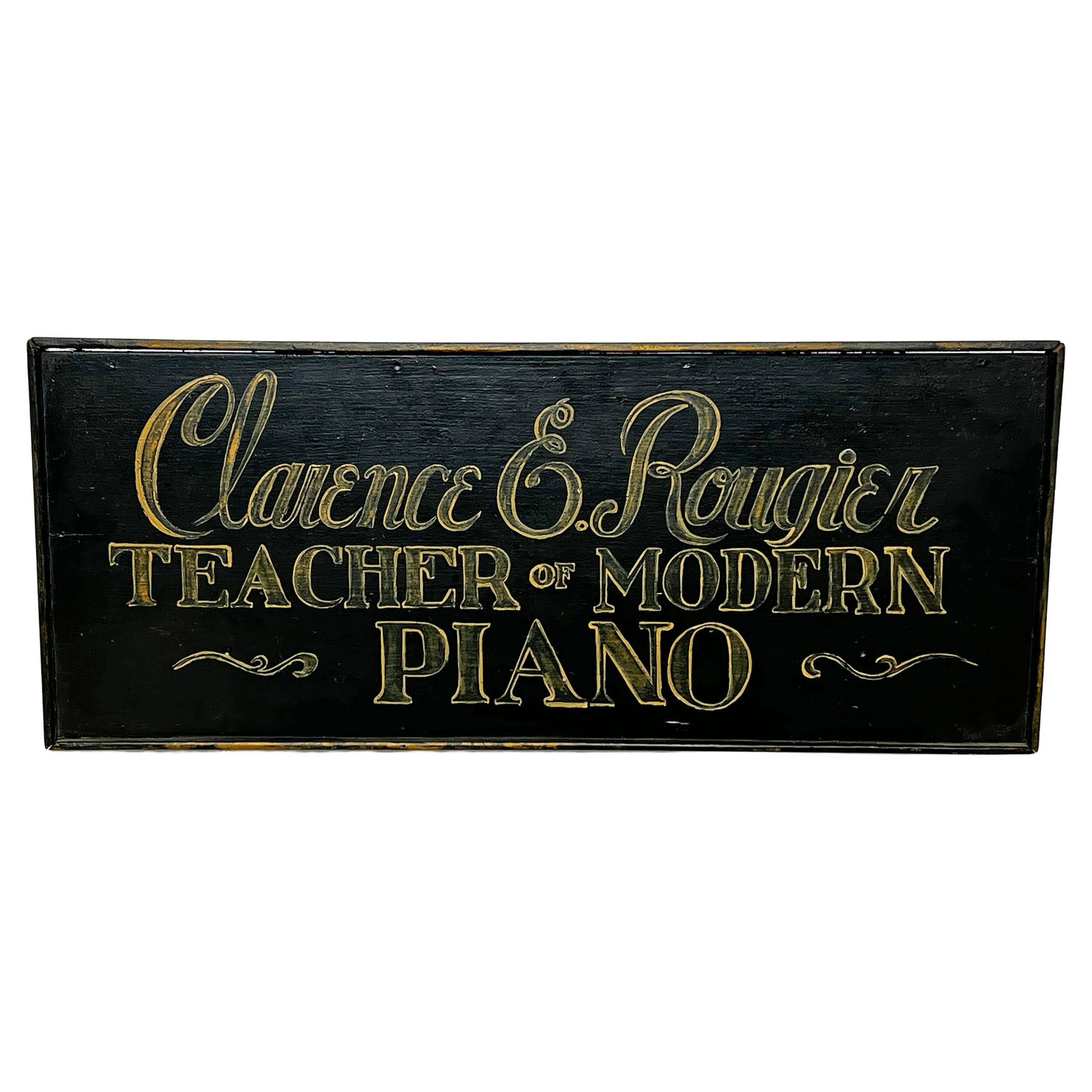 Early 20th Century Piano Teacher Sign Board For Sale