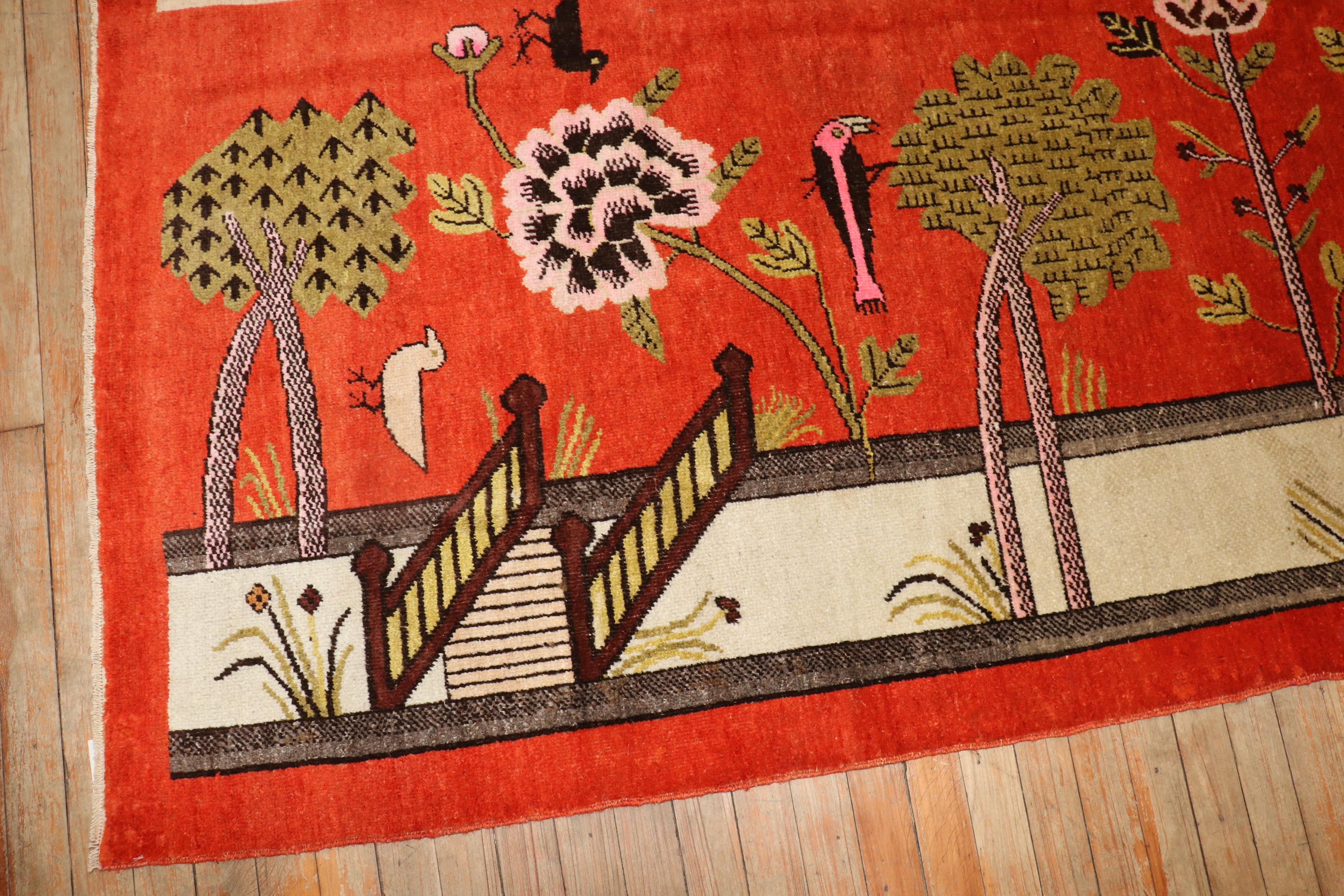 Early 20th Century Pictographic Samarkand Rug For Sale 2