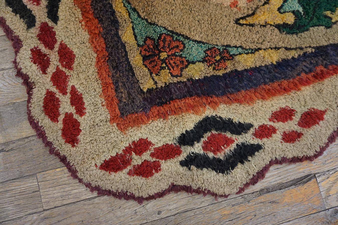 Hand-Woven Early 20th Century Pictorial American Hooked Rug ( 2'8