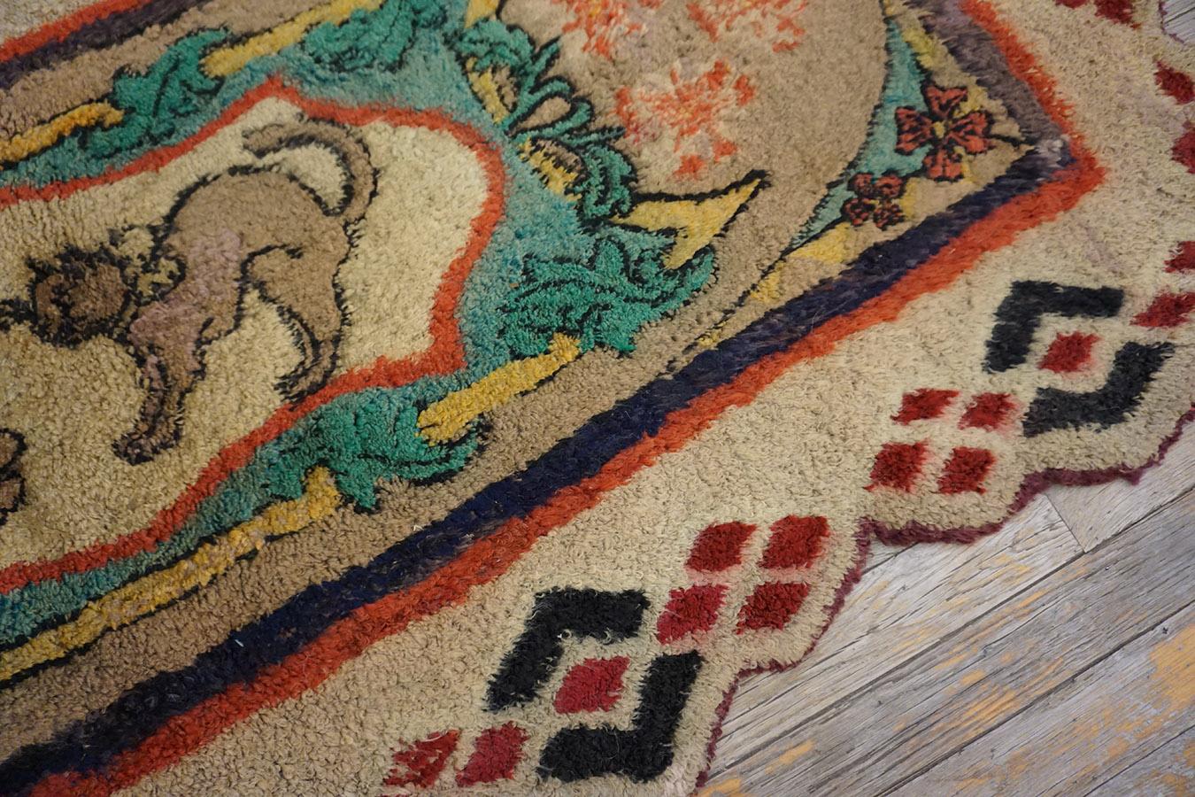 Early 20th Century Pictorial American Hooked Rug ( 2'8