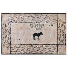 Tappeto americano ad uncinetto pittorico dei primi del Novecento ( 2'9" x 4'5" - 84 x 135 )