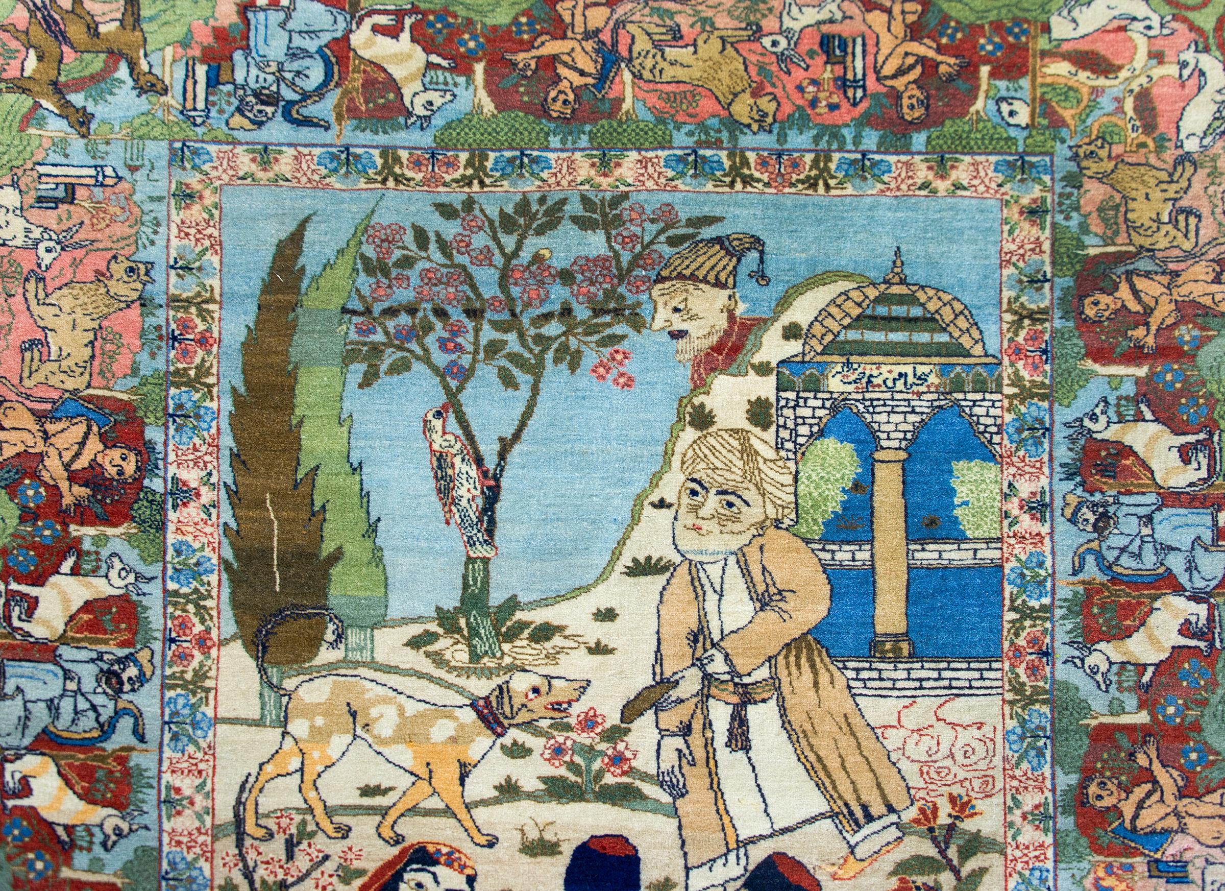 Early 20th Century Pictorial Isfahan Rug For Sale 1