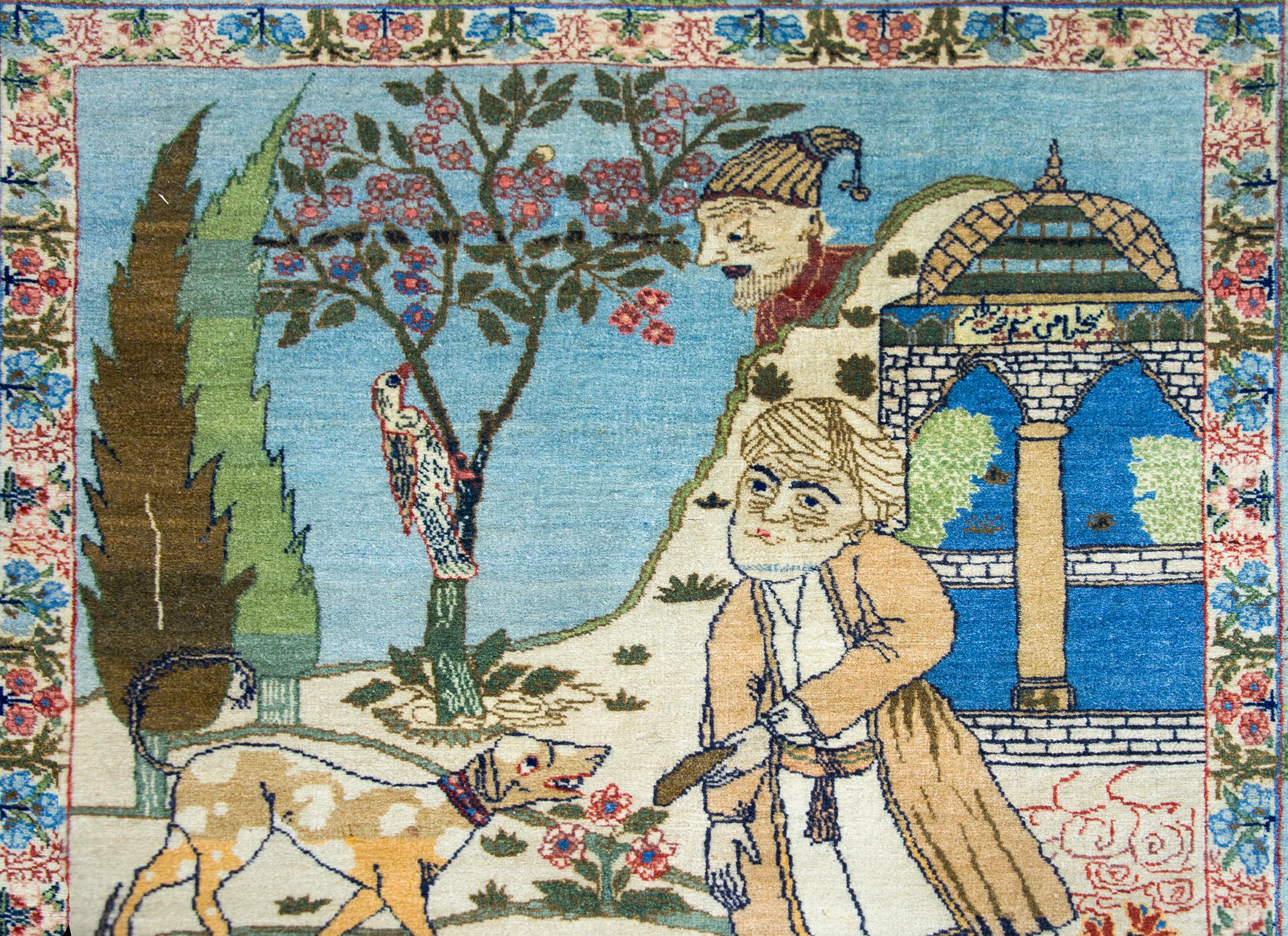 Early 20th Century Pictorial Isfahan Rug For Sale 2