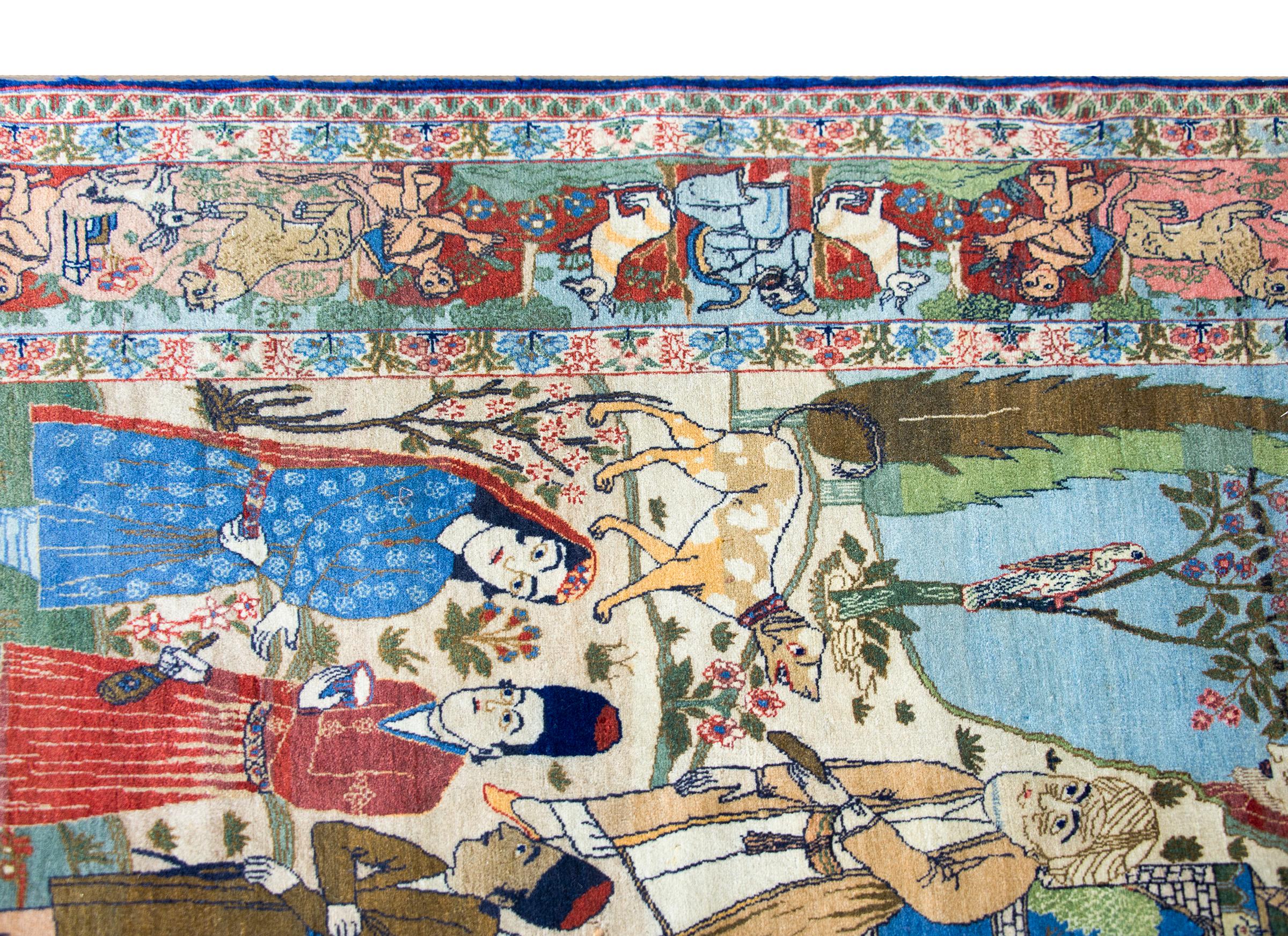 Early 20th Century Pictorial Isfahan Rug For Sale 3