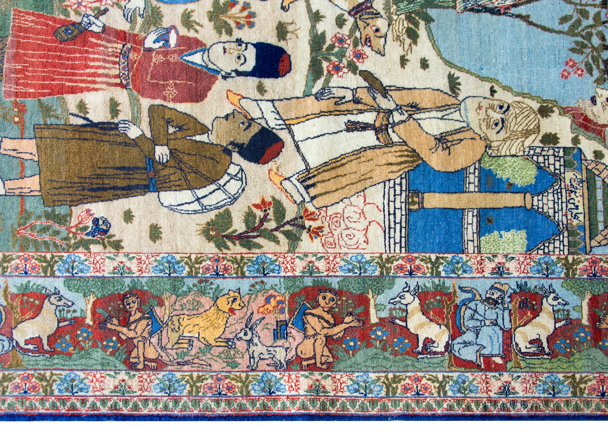 Tribal Early 20th Century Pictorial Isfahan Rug For Sale