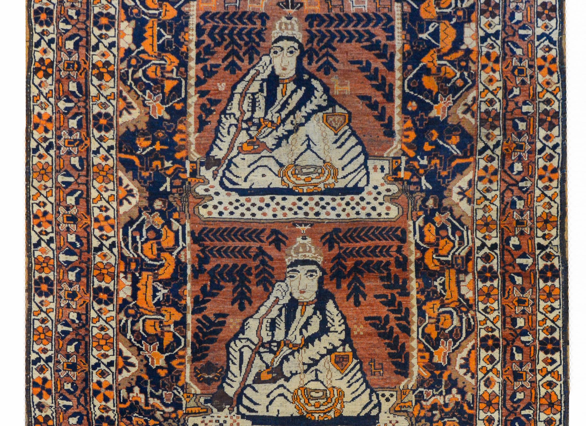 Persian Early 20th Century Pictorial Qashgai Rug For Sale