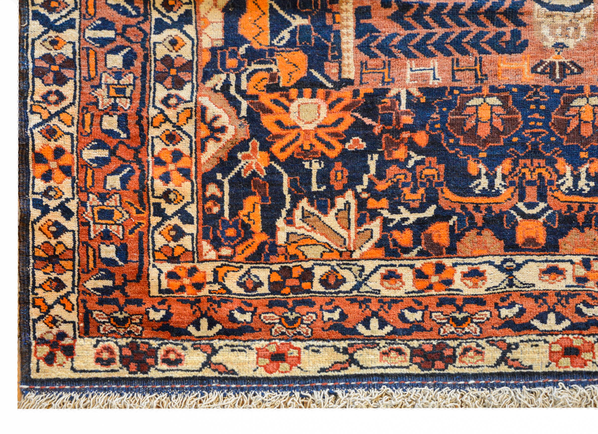 Mid-20th Century Early 20th Century Pictorial Qashgai Rug For Sale