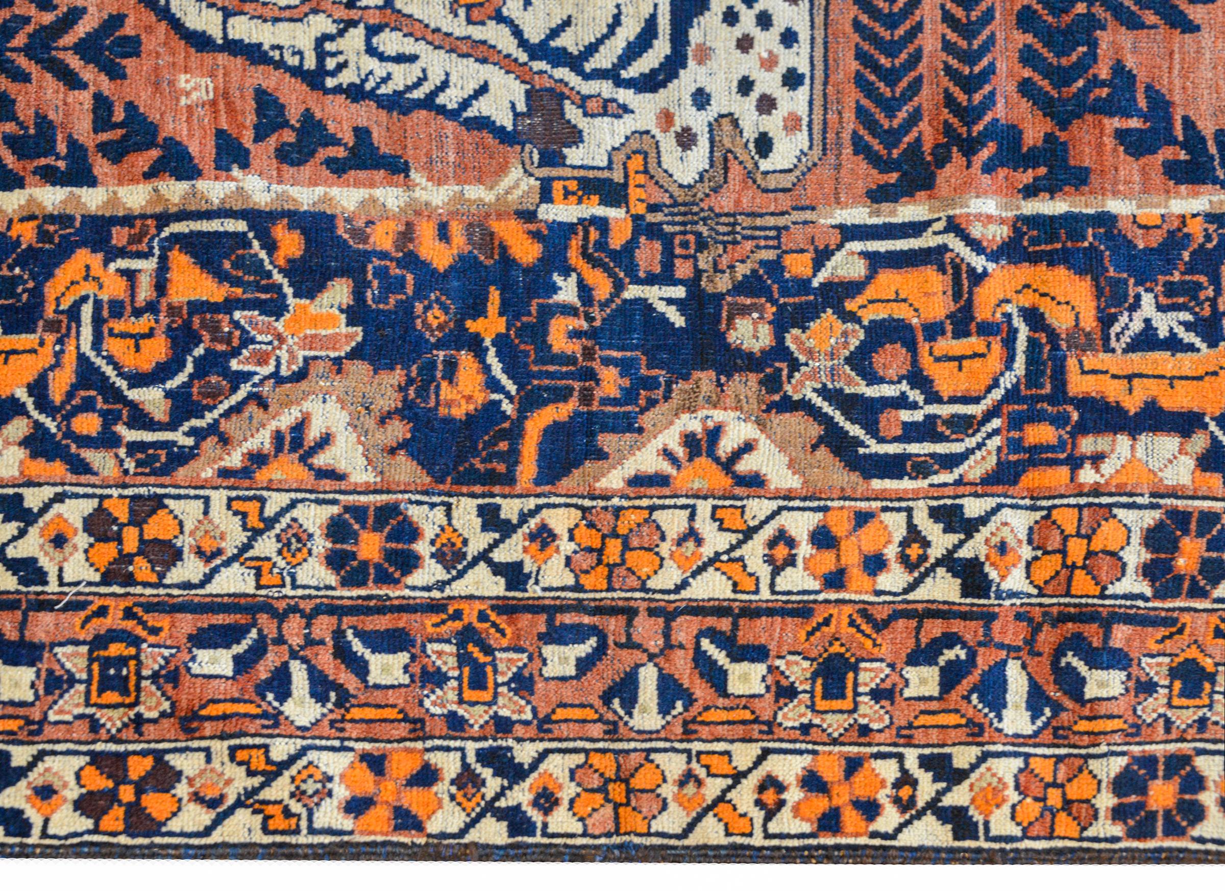 Wool Early 20th Century Pictorial Qashgai Rug For Sale