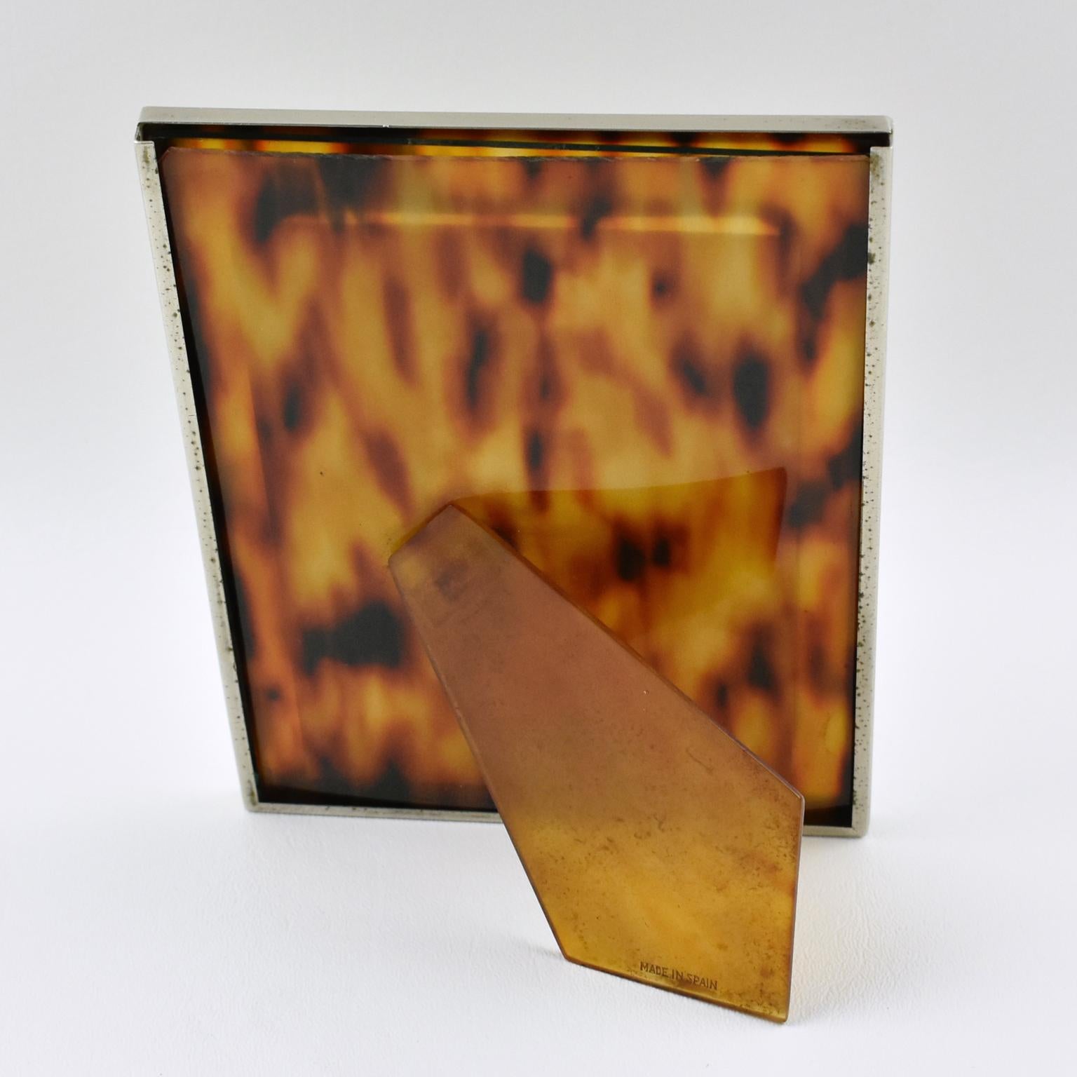 Art Deco Early 20th Century Picture Photo Frame Tortoiseshell Celluloid and Chrome