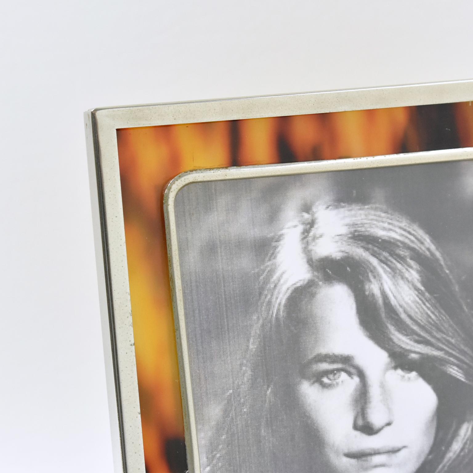 Early 20th Century Picture Photo Frame Tortoiseshell Celluloid and Chrome In Good Condition In Atlanta, GA