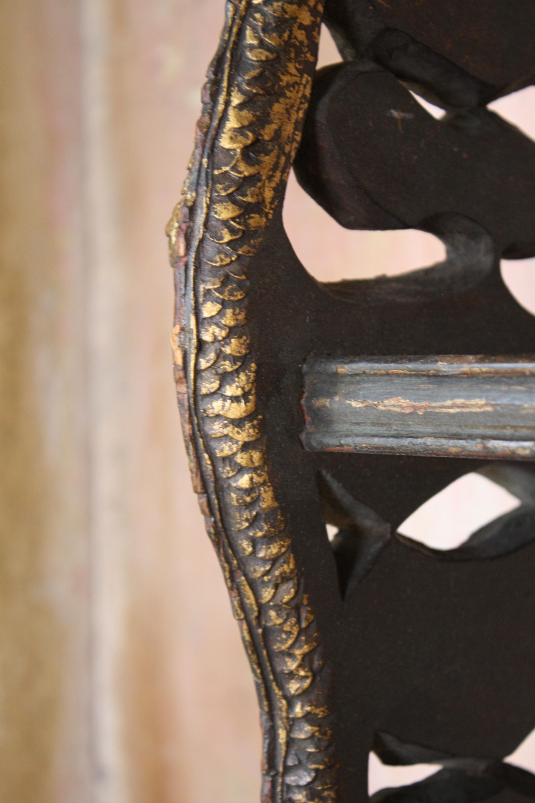 Early 20th Century Pierced Ebonised & Gilt Dragon Open Shelving Chinese Export 1