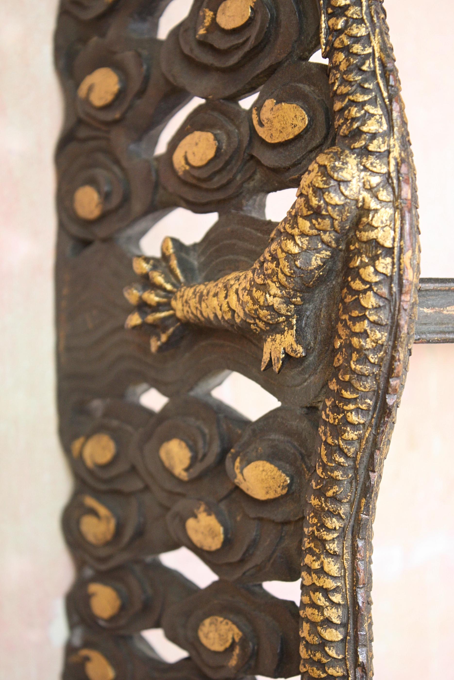 Early 20th Century Pierced Ebonised & Gilt Dragon Open Shelving Chinese Export 3