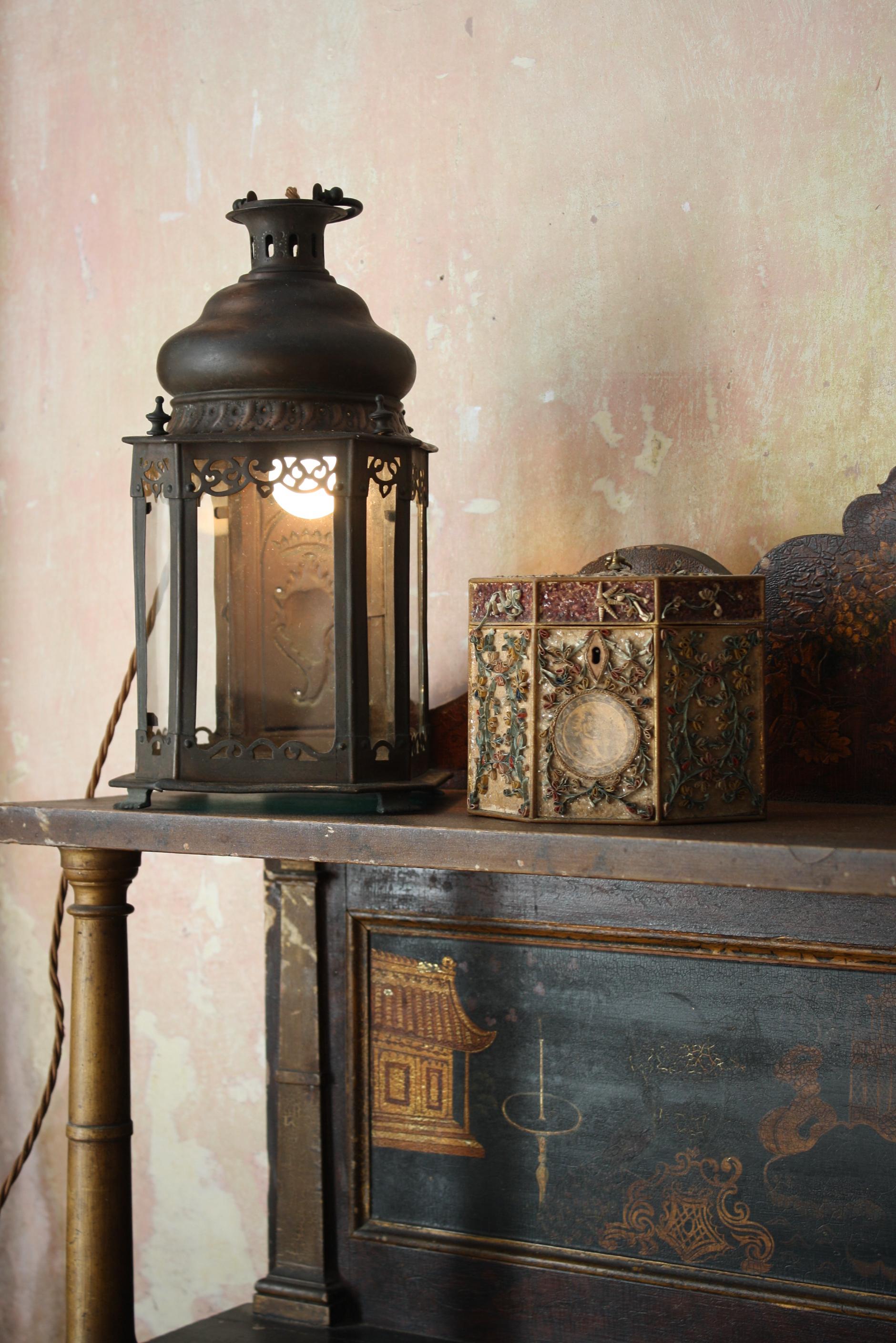 Early 20th Century Pierced & Pressed Copper Sacred Heart Catholic Lantern  9