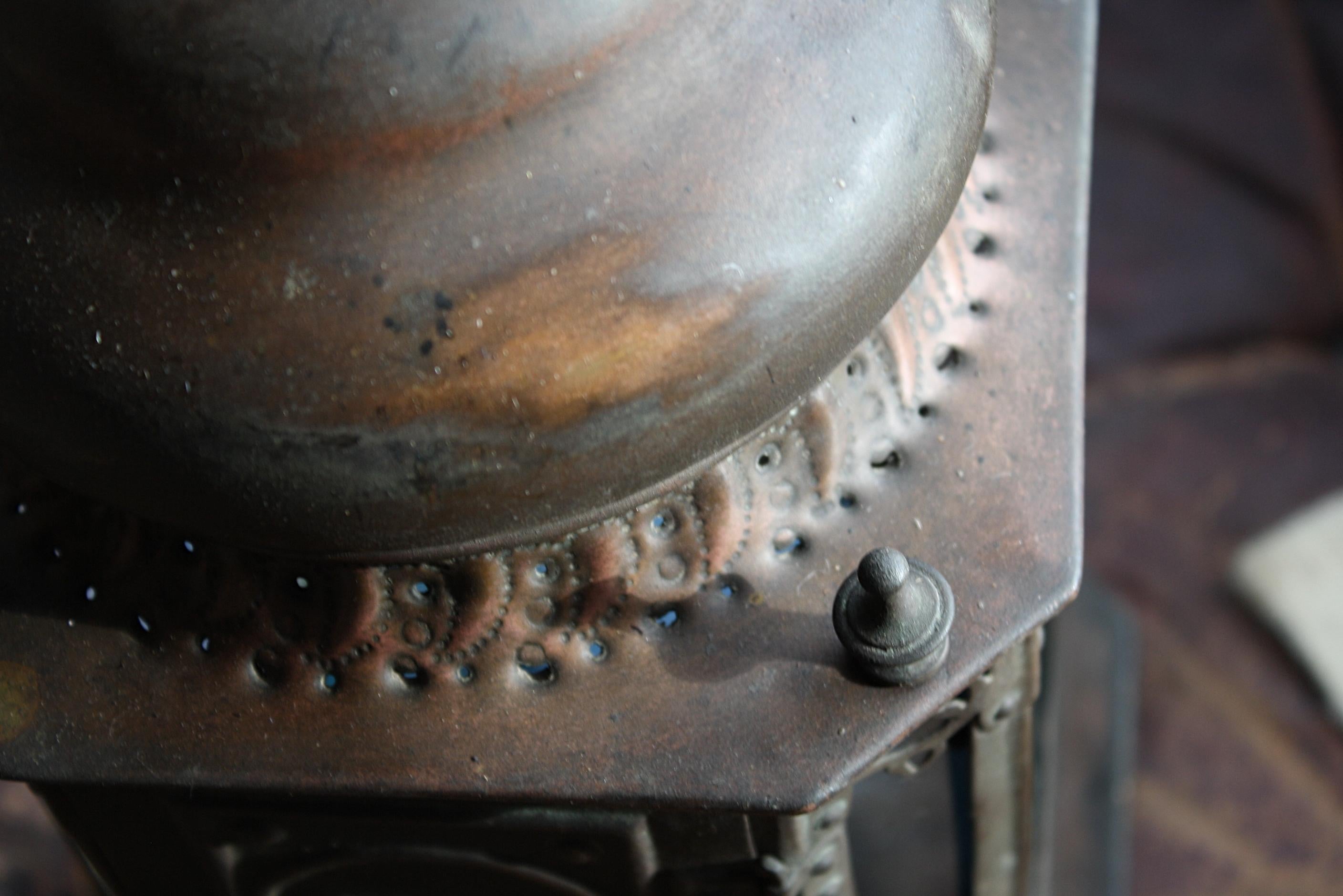 Early 20th Century Pierced & Pressed Copper Sacred Heart Catholic Lantern  12