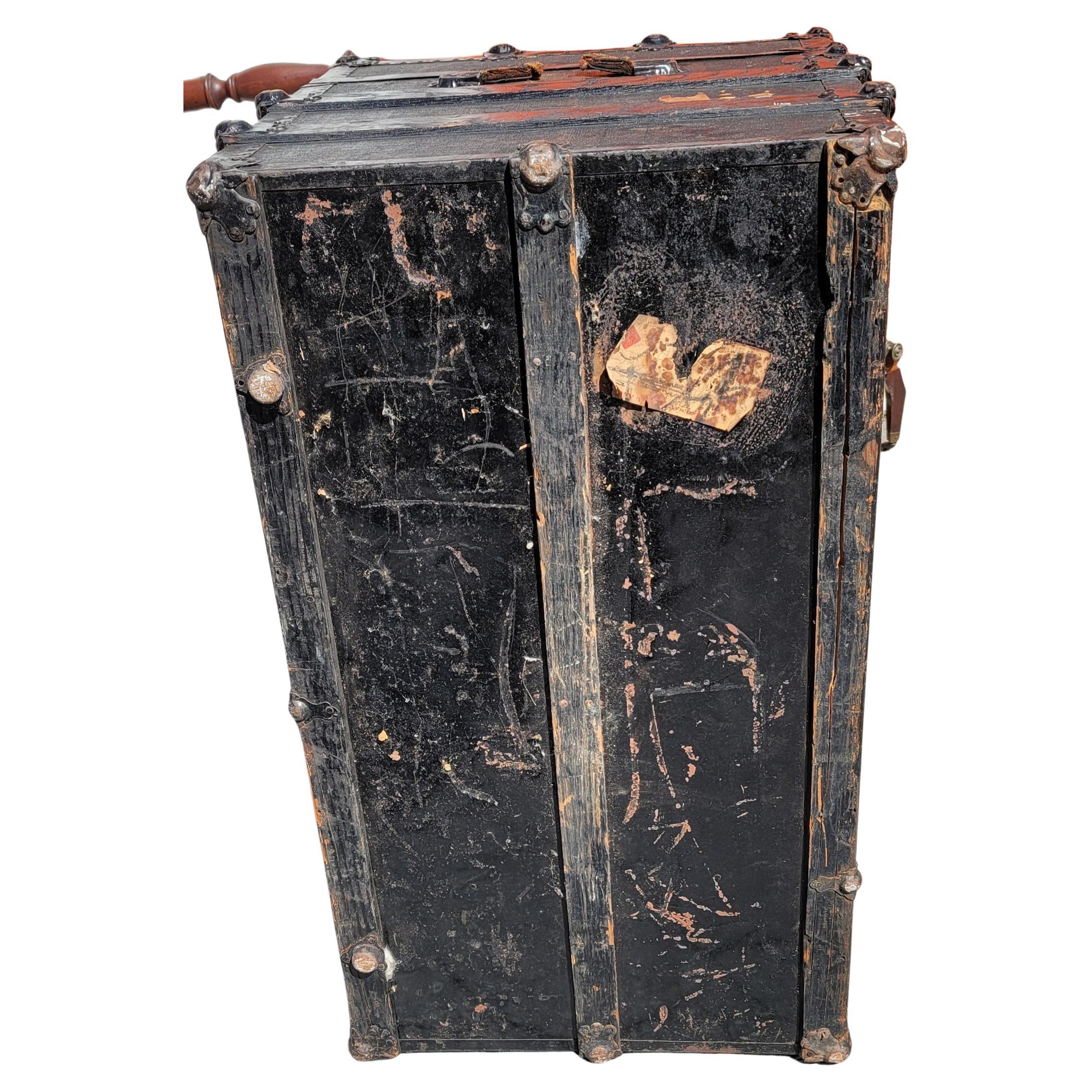 Early 20th Century Pine and Iron Mounted Trunk  For Sale 1