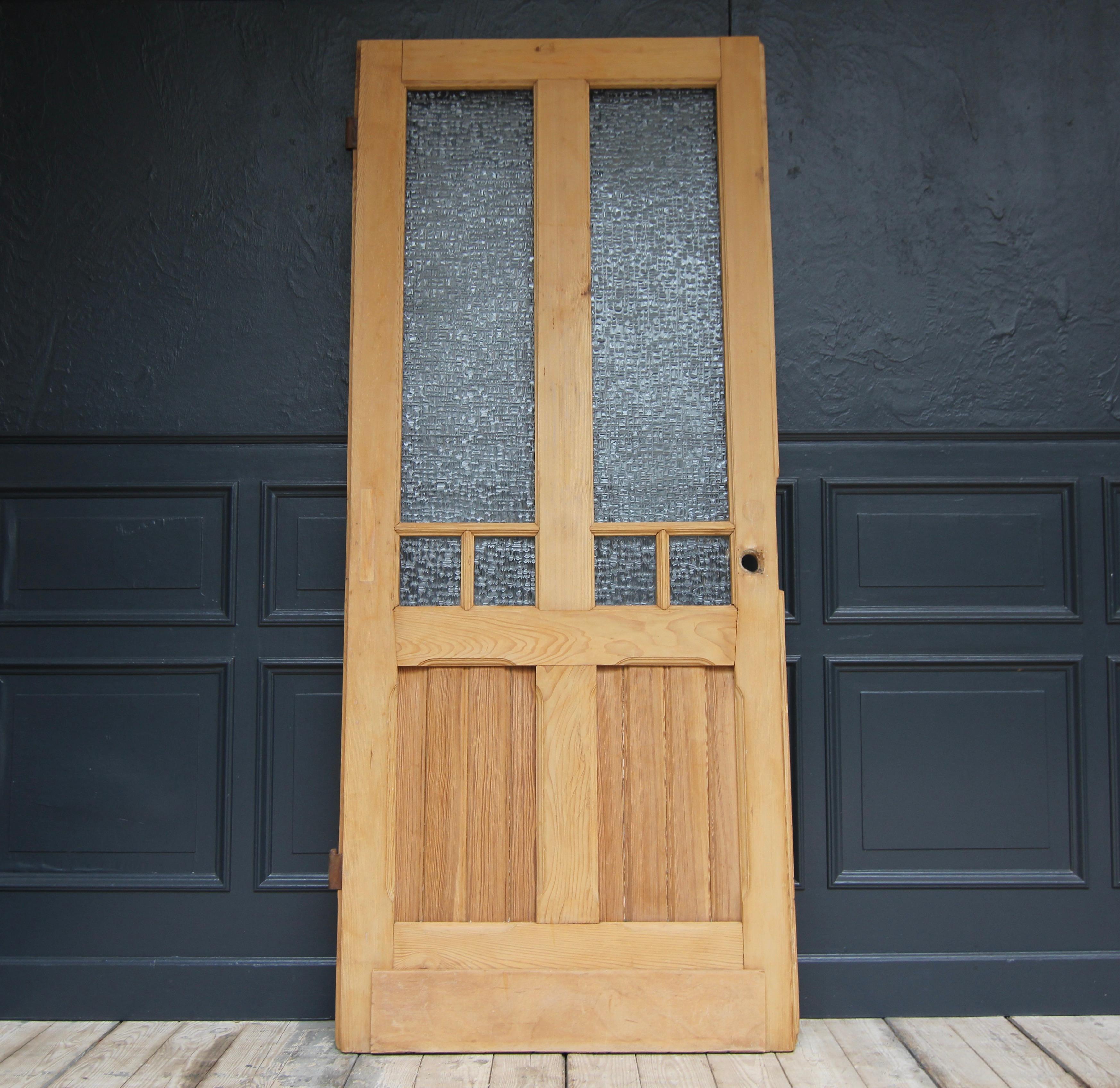 Jugendstil Early 20th Century Pine Door with Glass