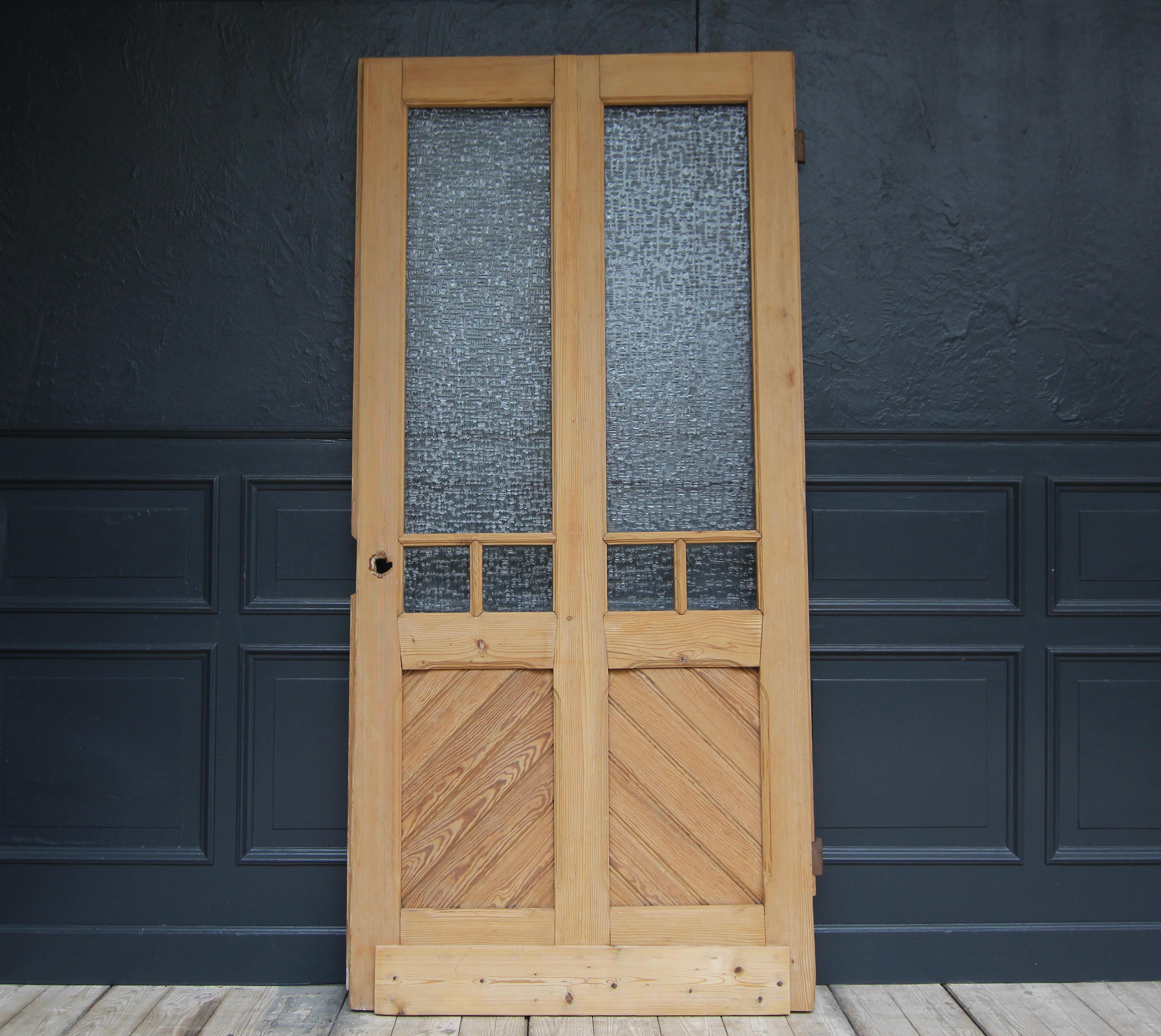 Swiss Early 20th Century Pine Door with Glass For Sale