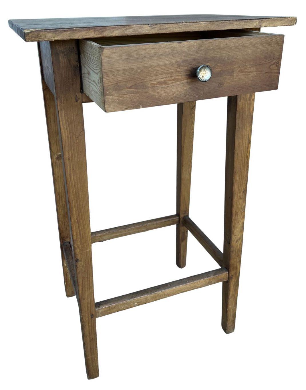 Rustic Early 20th Century Pine Side Table For Sale