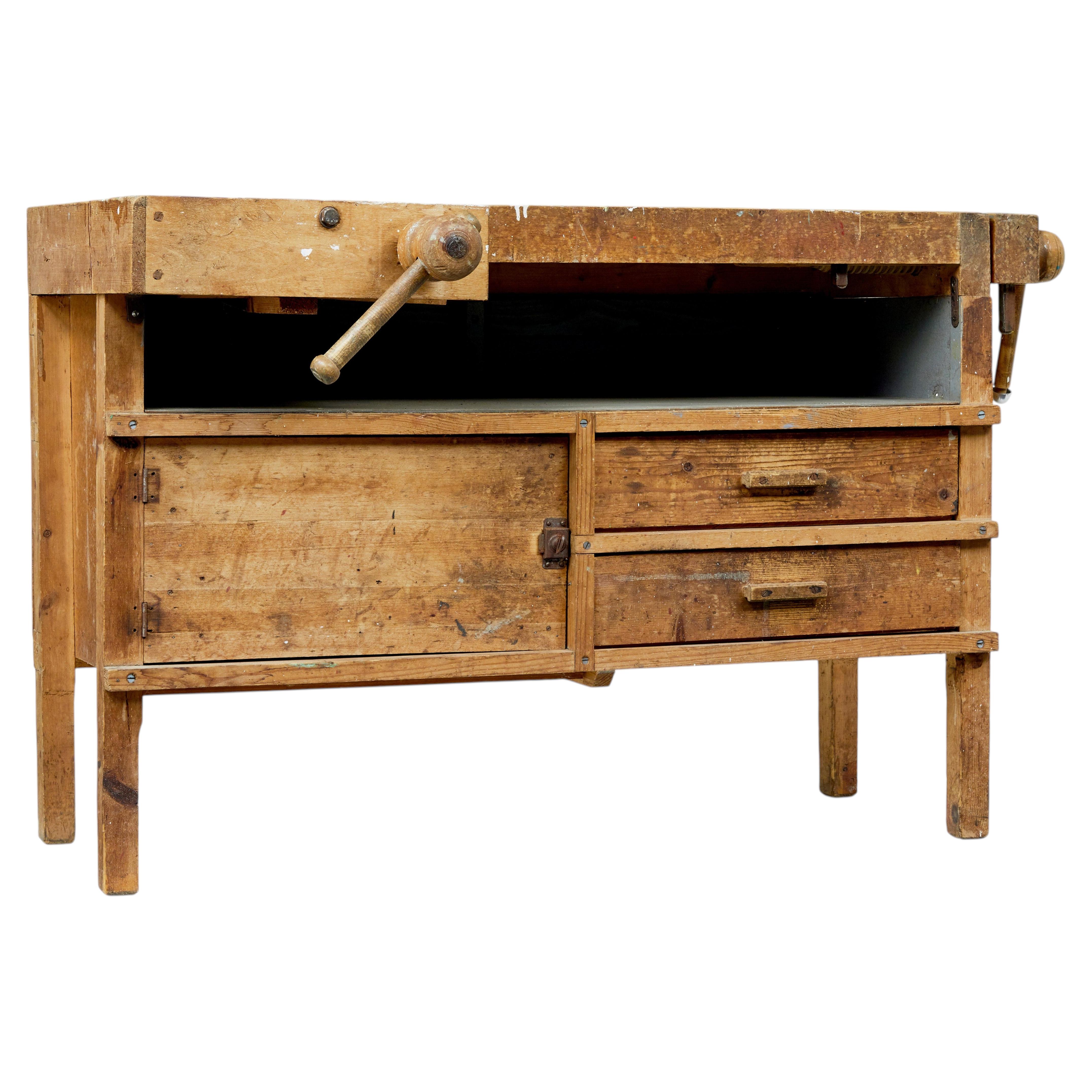 Early 20th century pine workbench