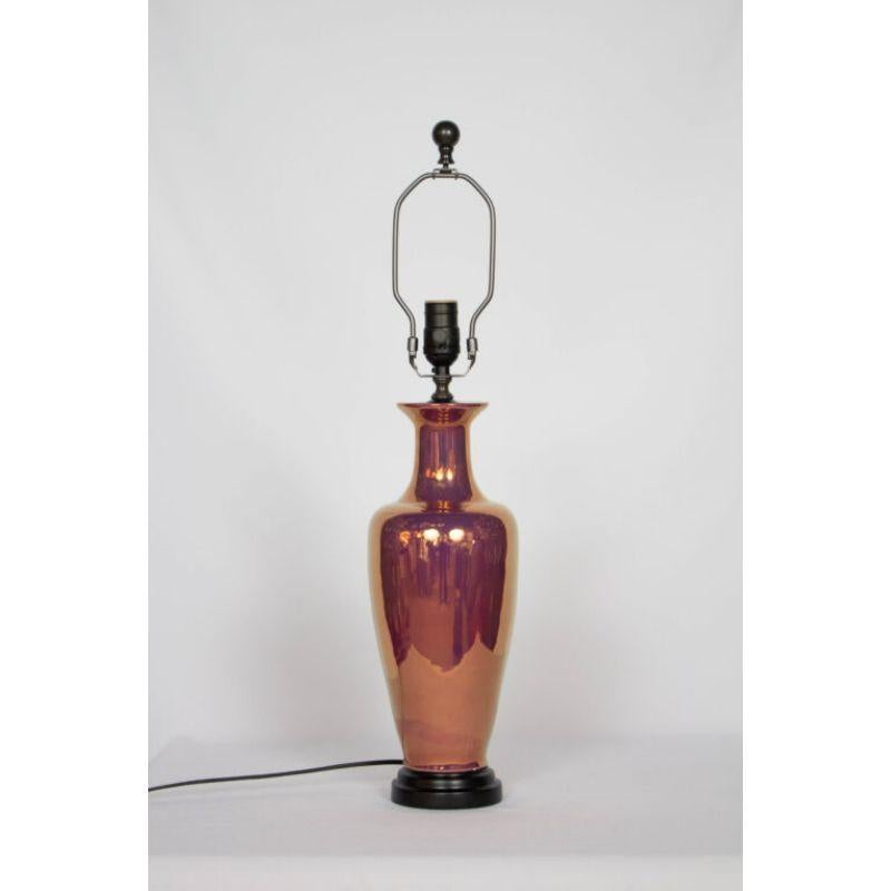 American Early 20th Century Pink Lustre Lamp For Sale