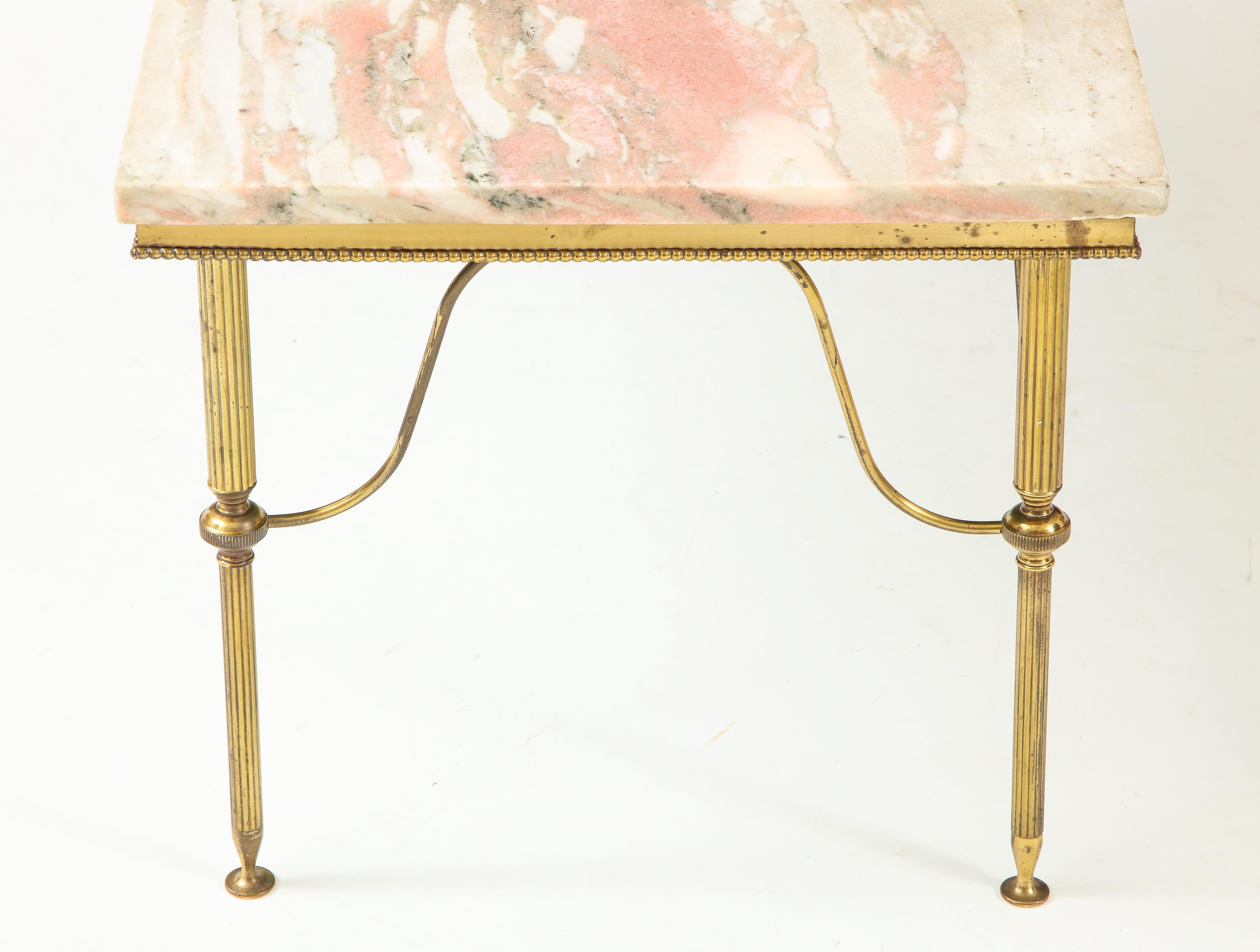 British Early 20th Century Pink Marble Cocktail Table