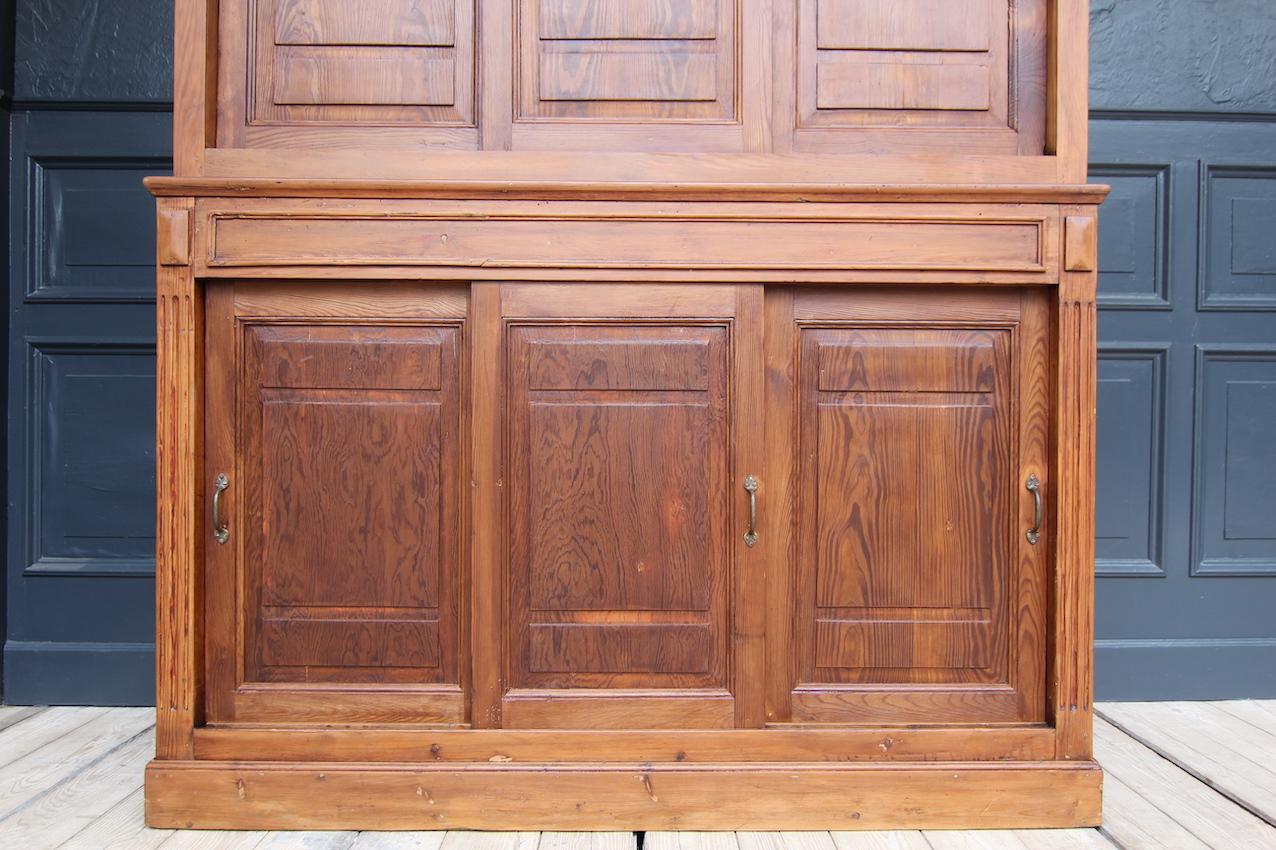 Early 20th Century Pitch Pine Cabinet with Sliding Doors 8