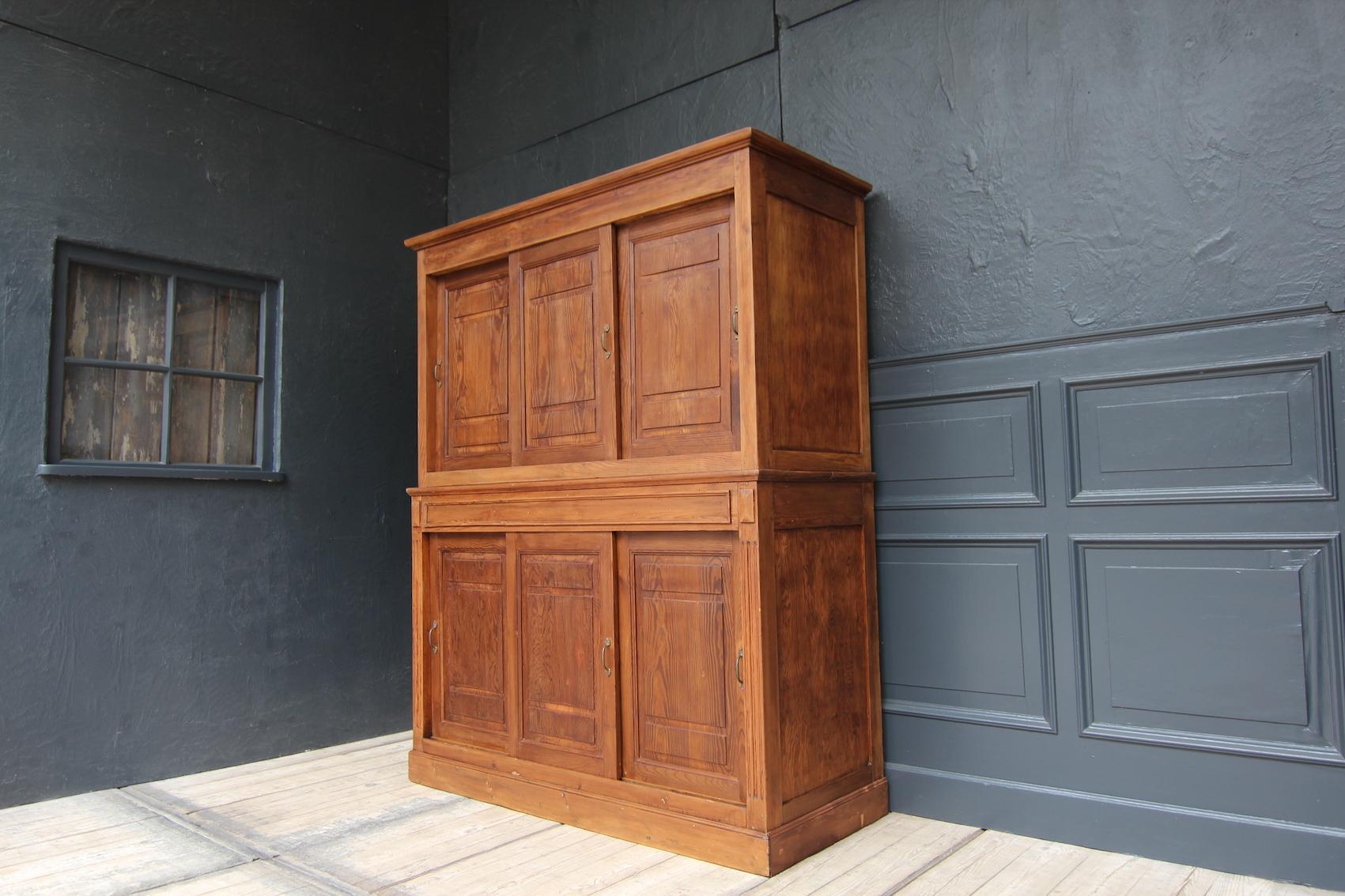 Early 20th Century Pitch Pine Cabinet with Sliding Doors 3