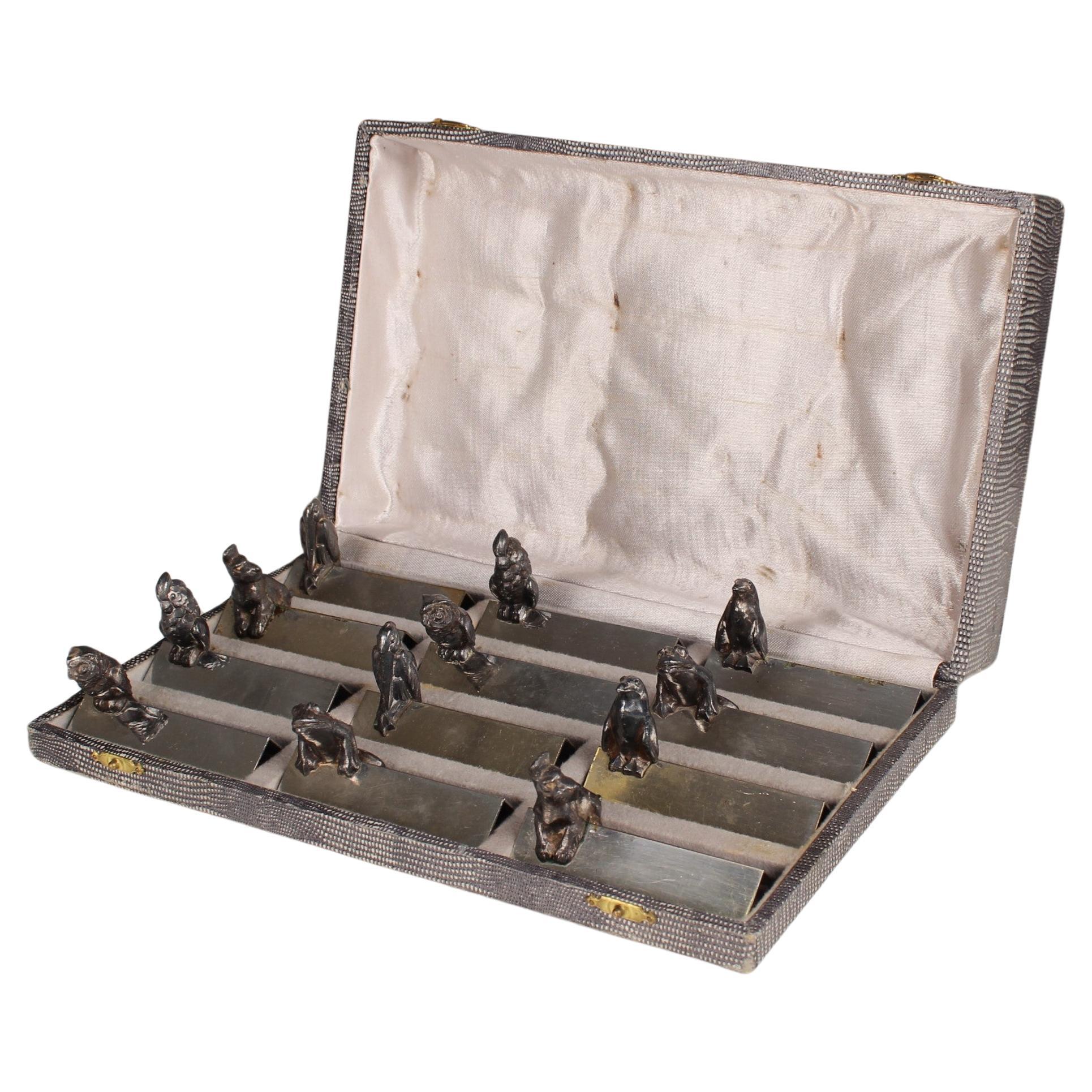 Early 20th Century Place Cards, Knife Bank, 12-Pieces, Animals For Sale