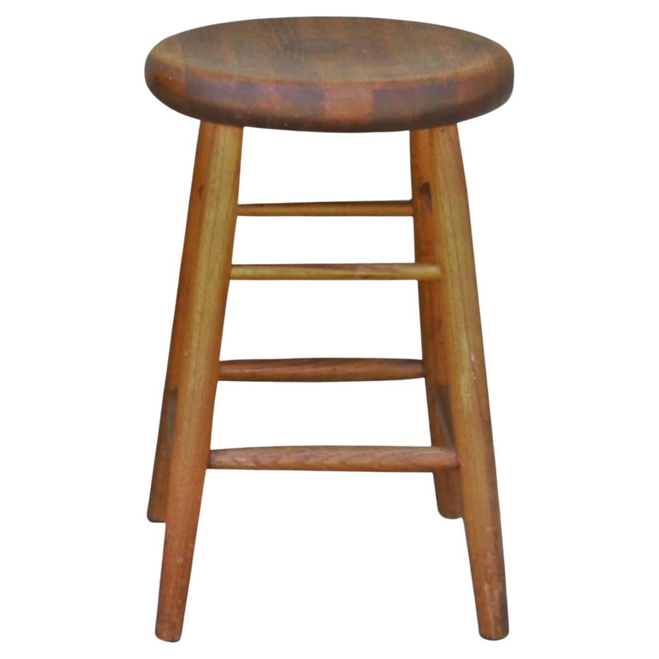 Early 20th Century Plank Seat Bar Stool For Sale