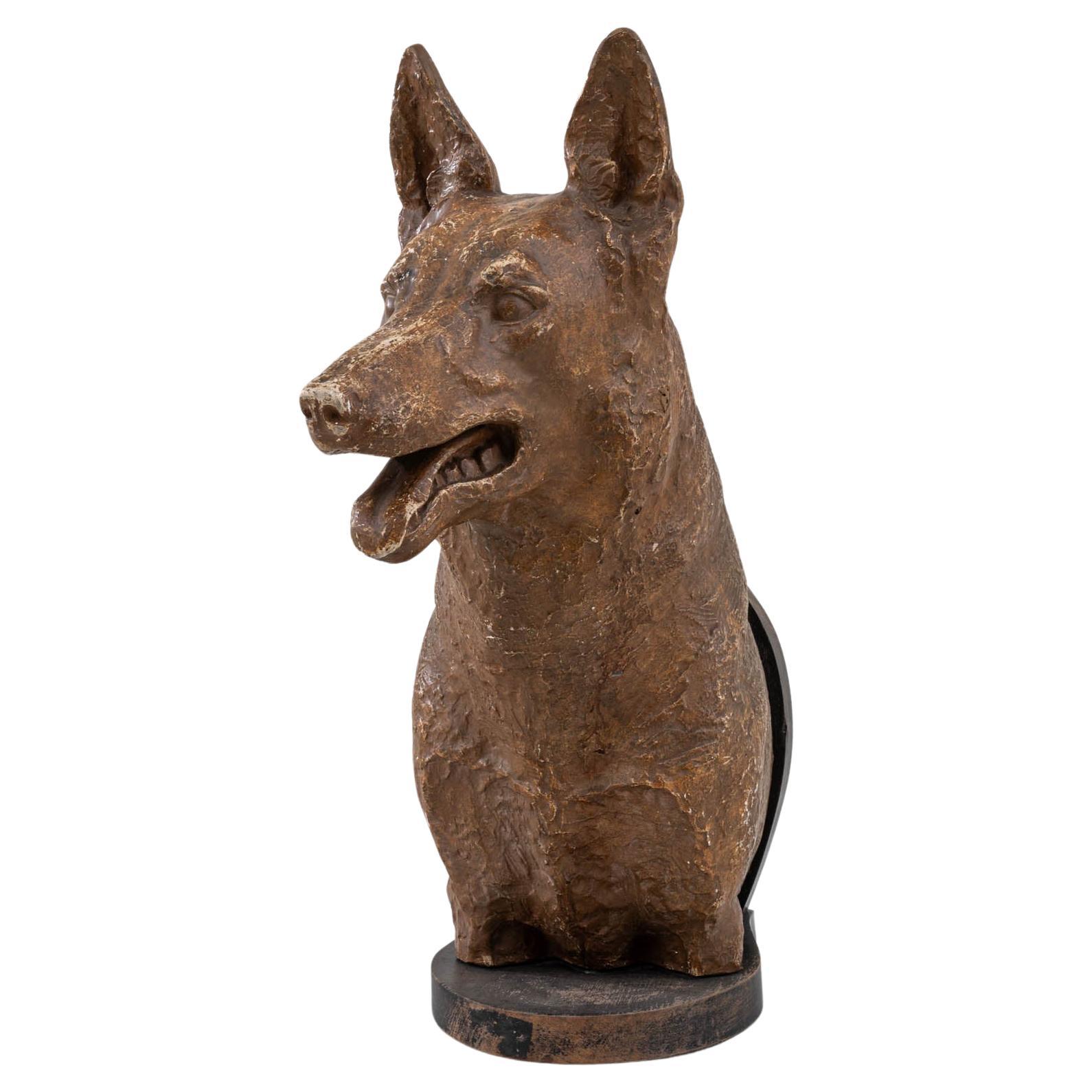 Early 20th Century Plaster Dog Sculpture For Sale